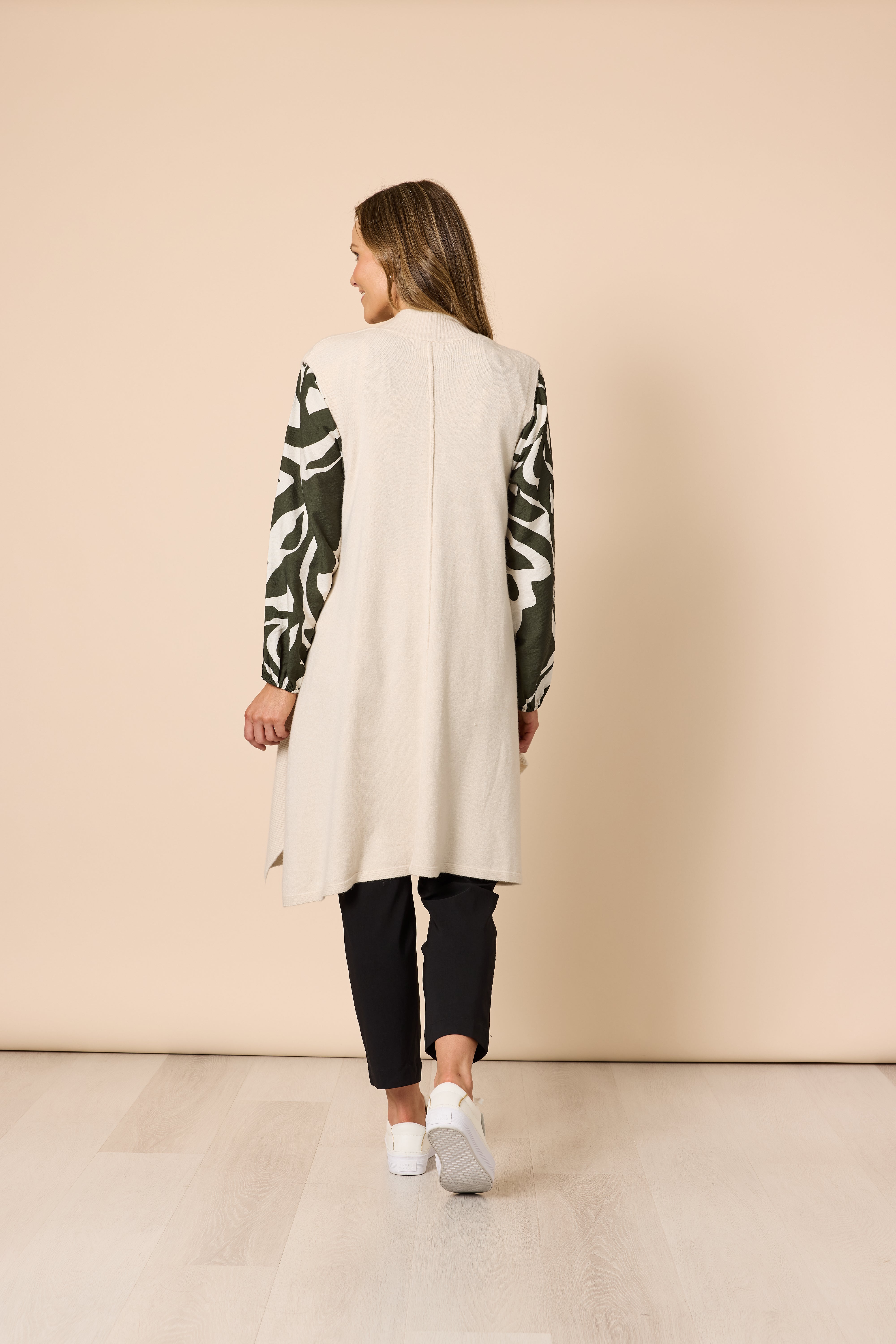 Clarity Casa Longline Knit Vest - Light Natural