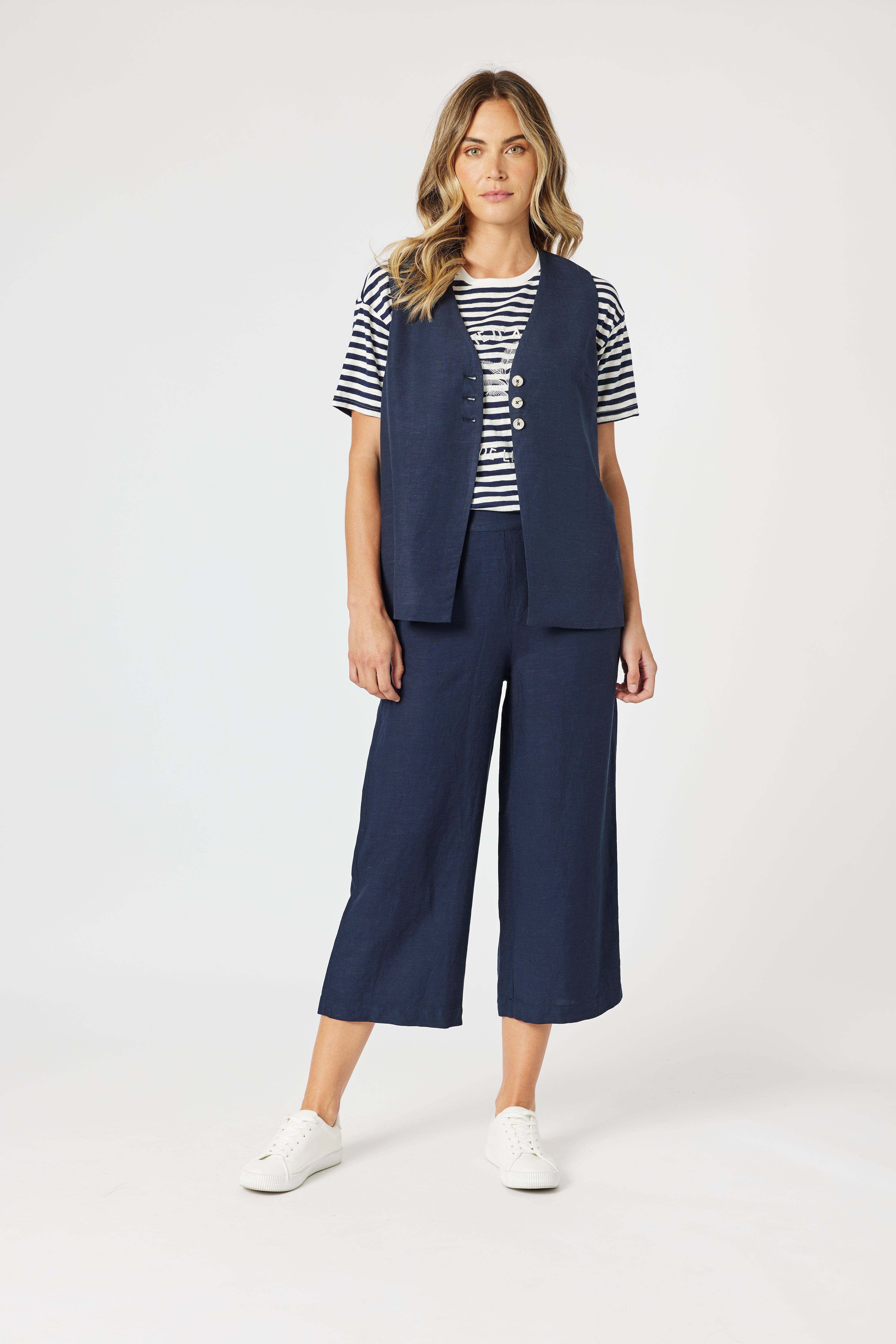 Gordon Smith Lino Wide Leg Pants - Navy