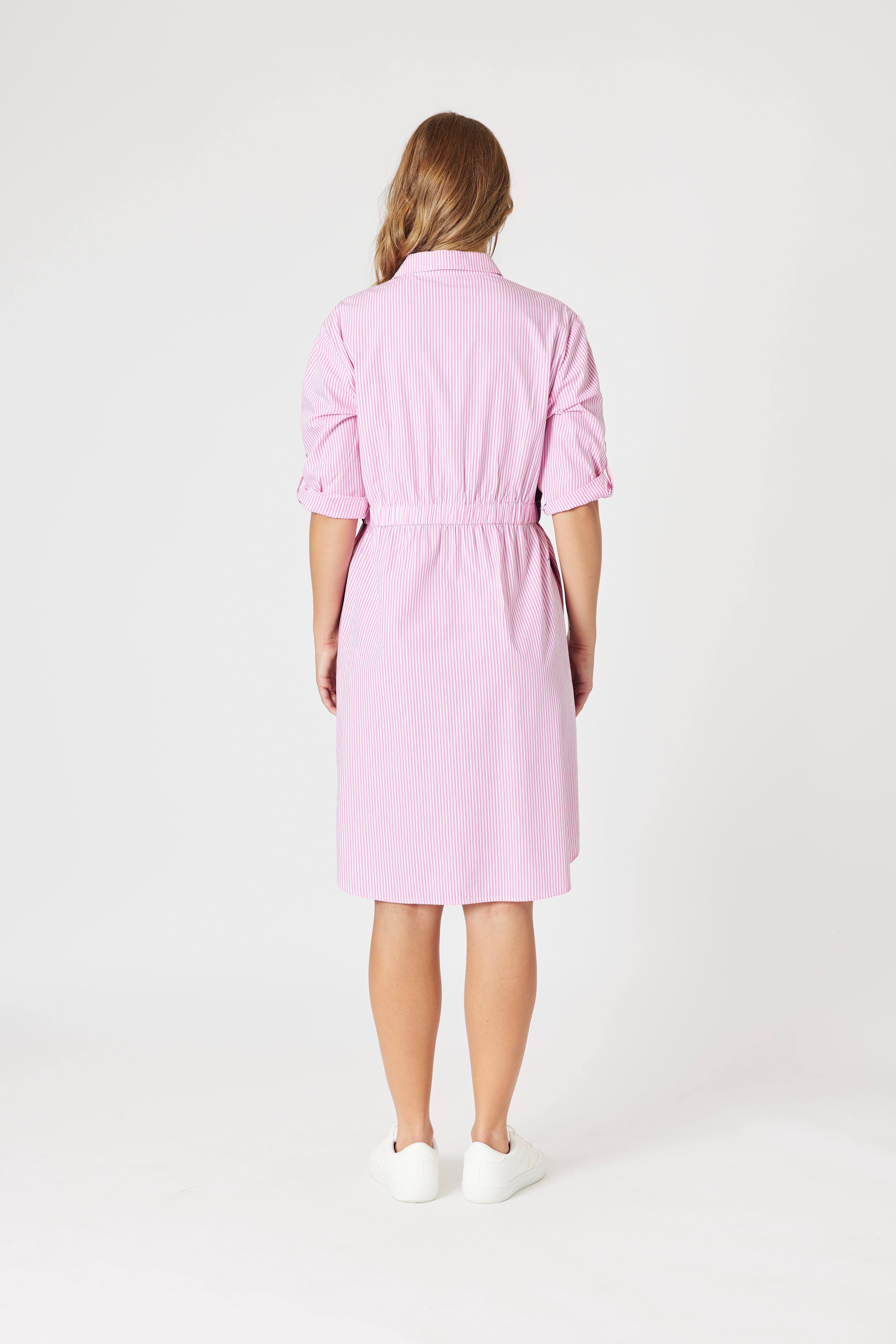 Threadz Skyler Stripe Dress - Pink/White