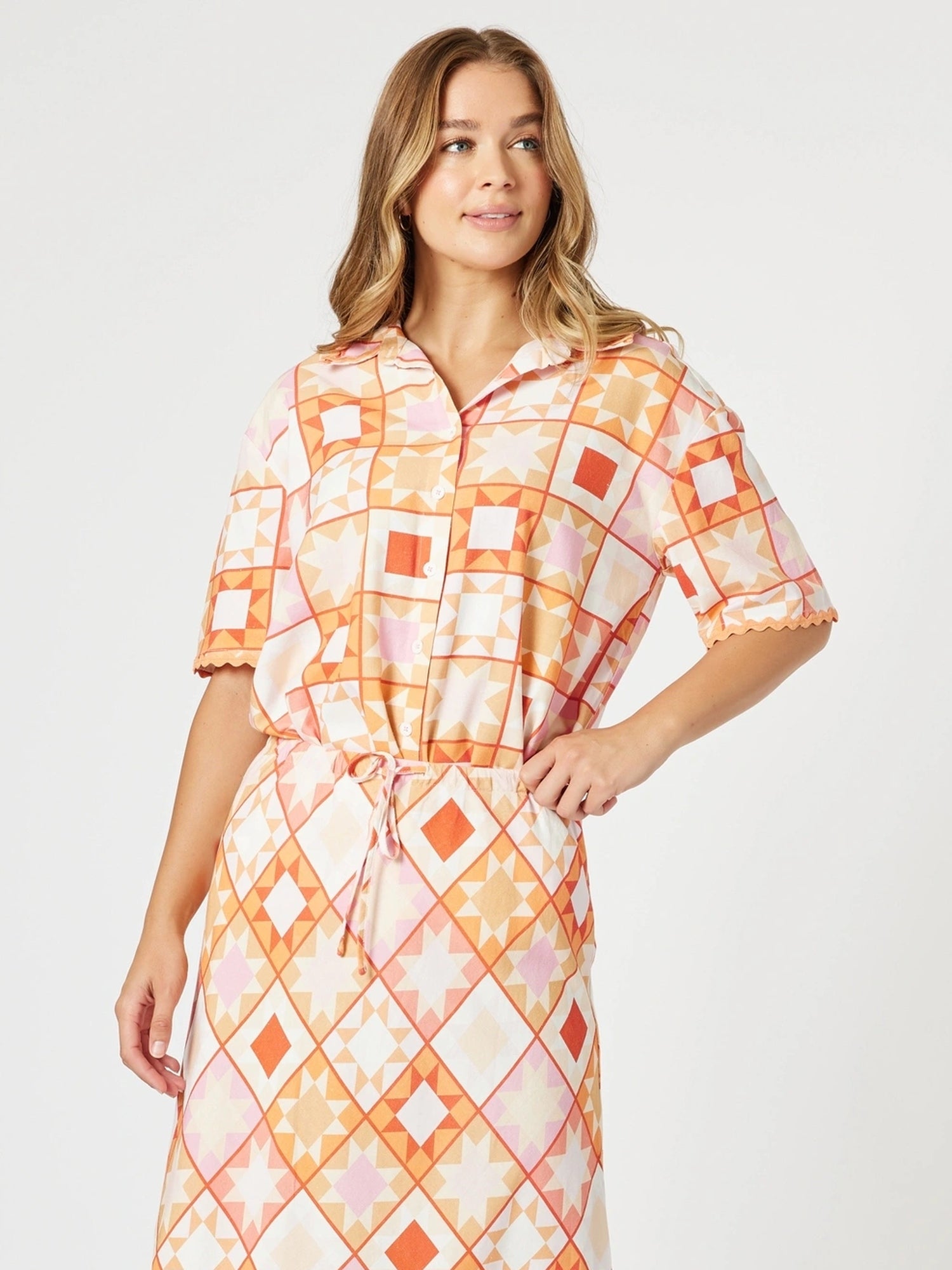 Threadz Corfu Print Shirt - Mango Multi
