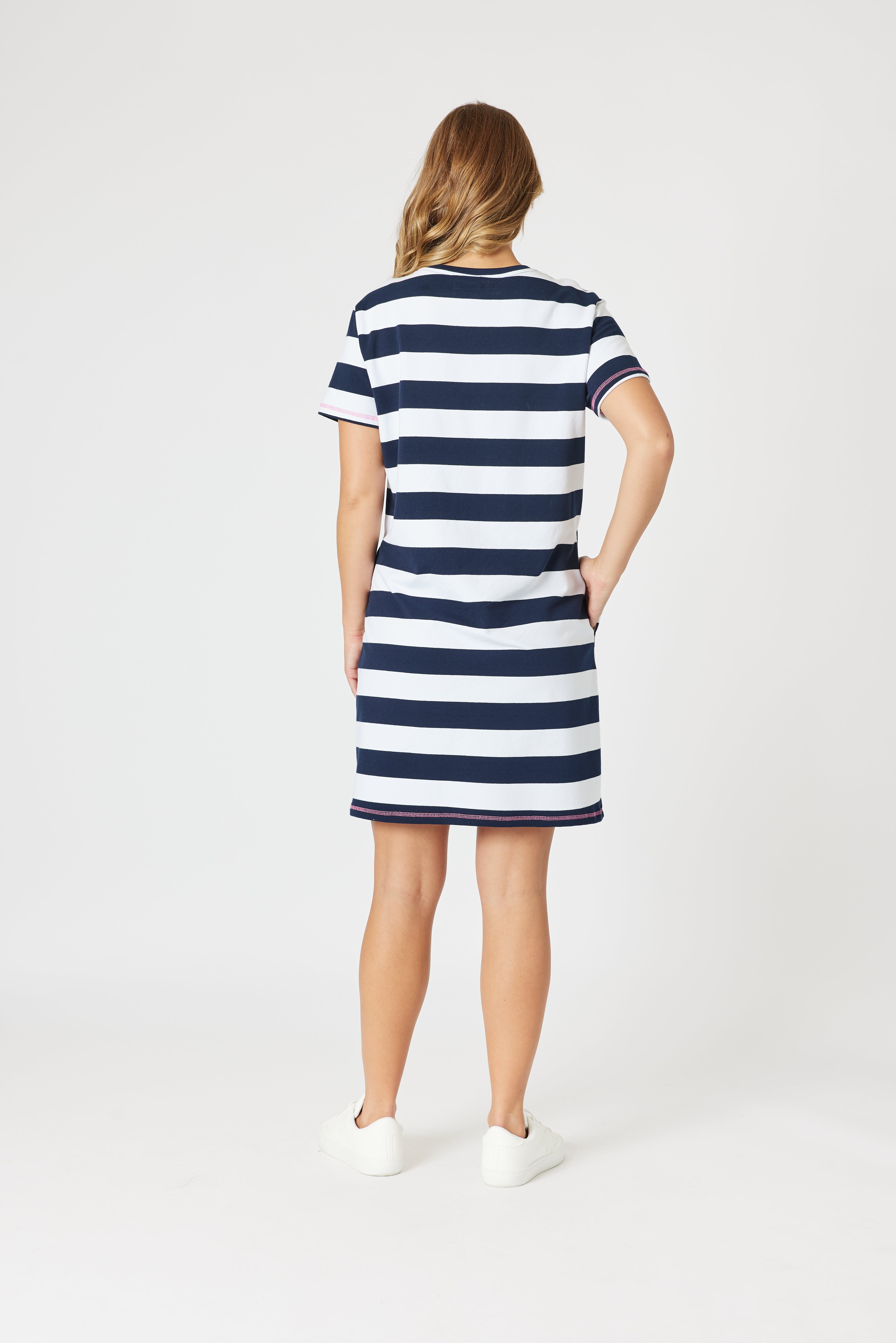 Threadz Love & Kisses Dress - Navy/Pink