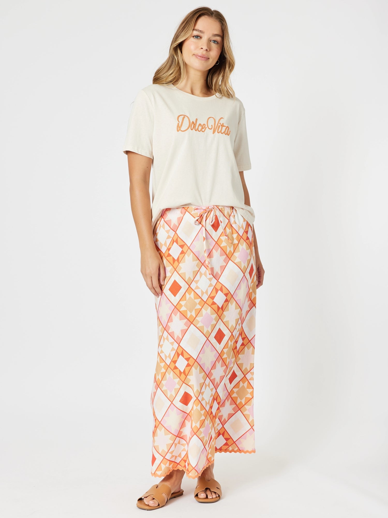 Threadz Corfu Print Skirt - Mango Multi