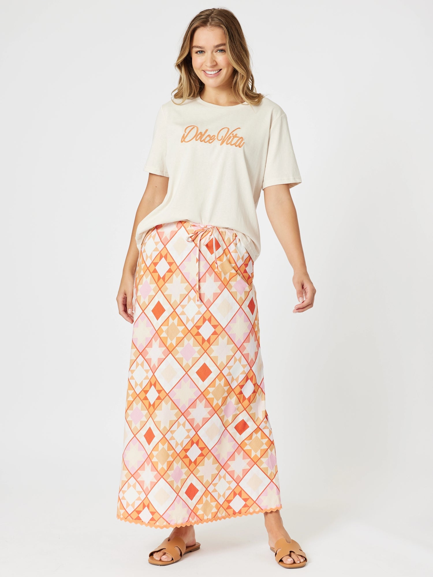 Threadz Corfu Print Skirt - Mango Multi