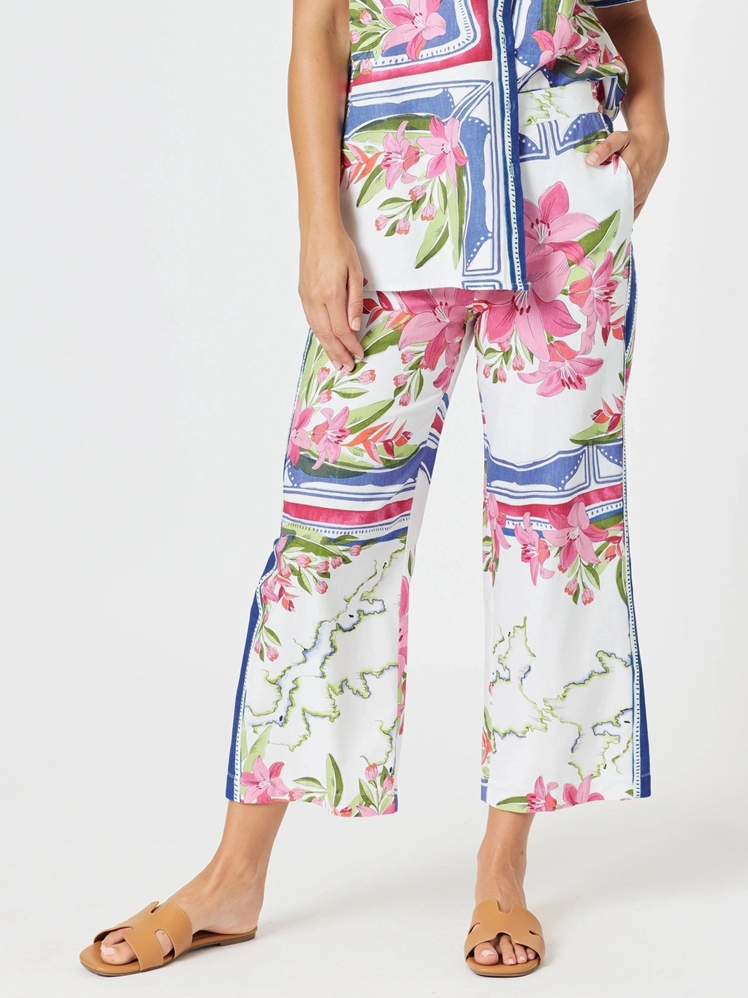 Gordon Smith Monaco Floral Print Wide Leg Pant - Sardinia Blue