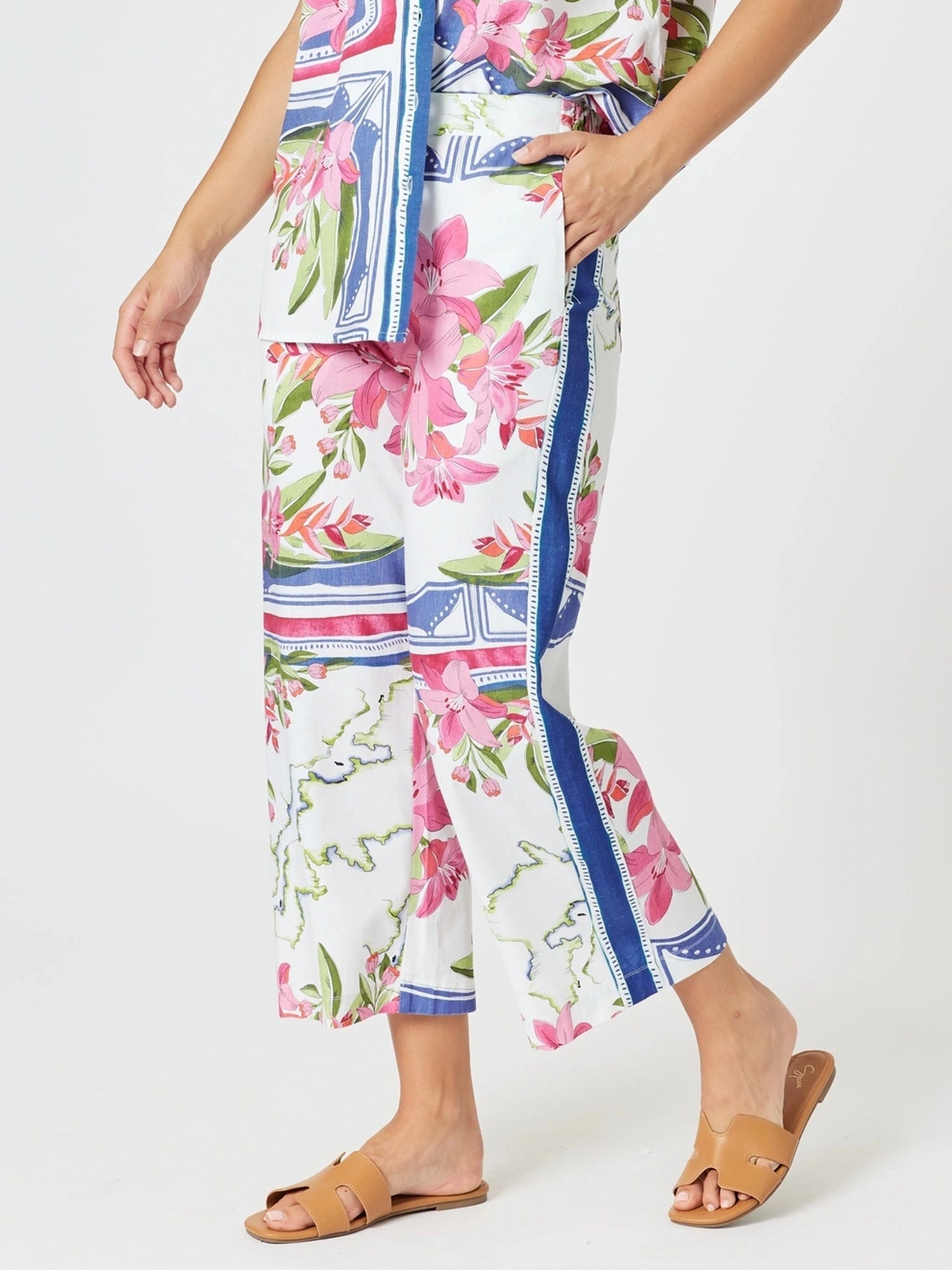 Gordon Smith Monaco Floral Print Wide Leg Pant - Sardinia Blue