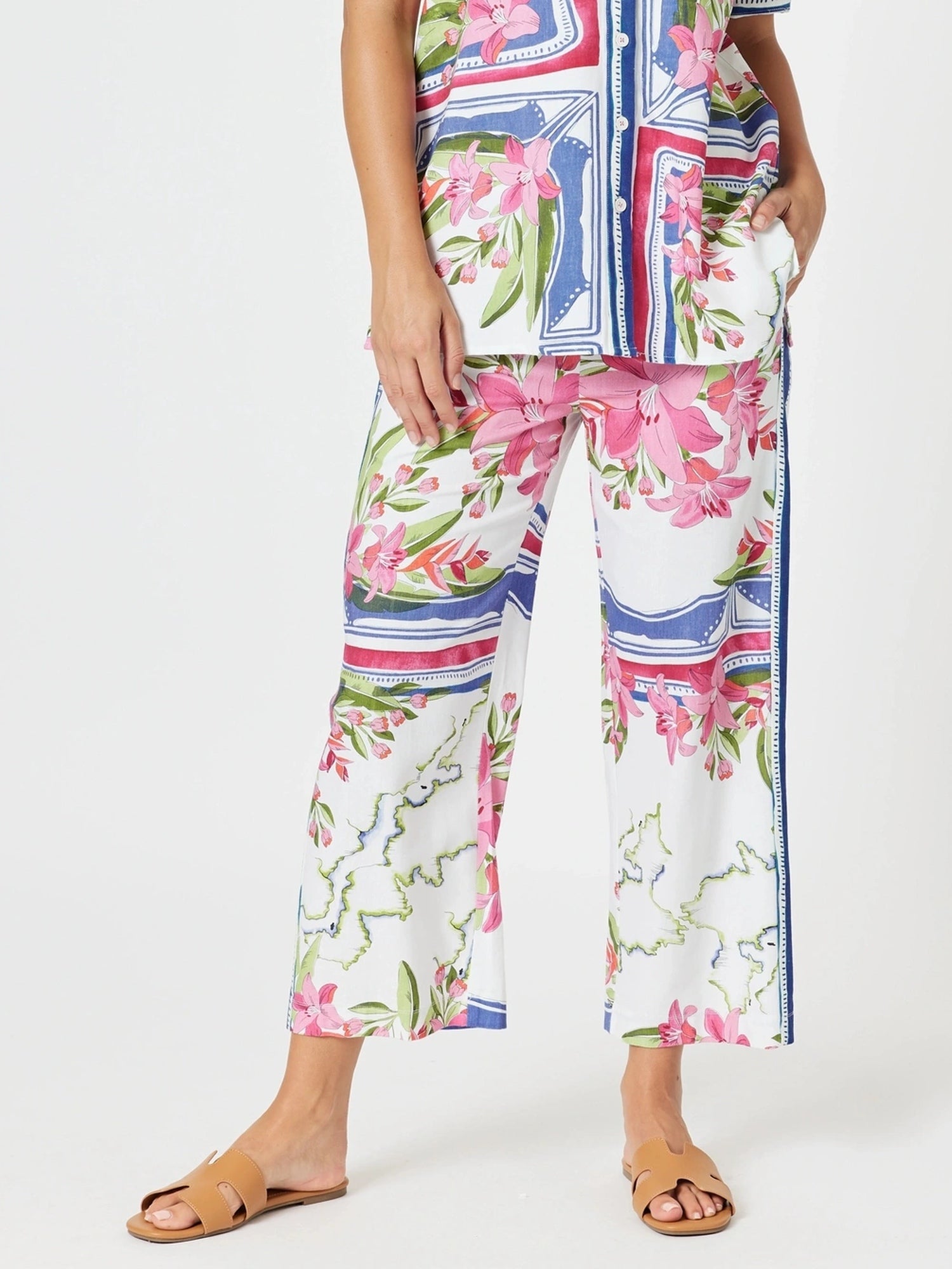 Gordon Smith Monaco Floral Print Wide Leg Pant - Sardinia Blue