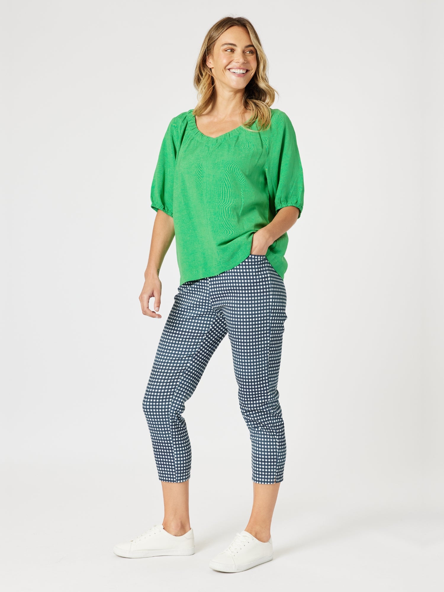 Gordon Smith Lino V-Neck Top - Elm