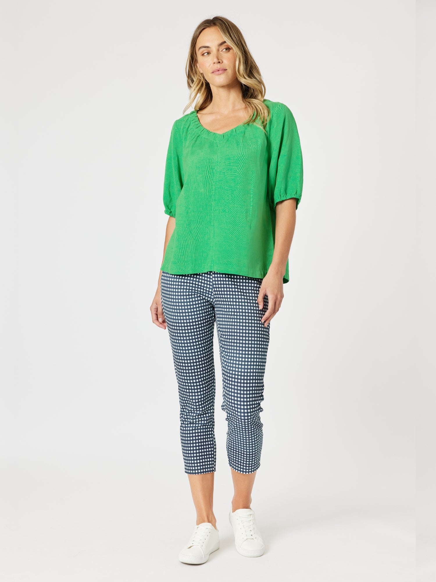Gordon Smith Lino V-Neck Top - Elm
