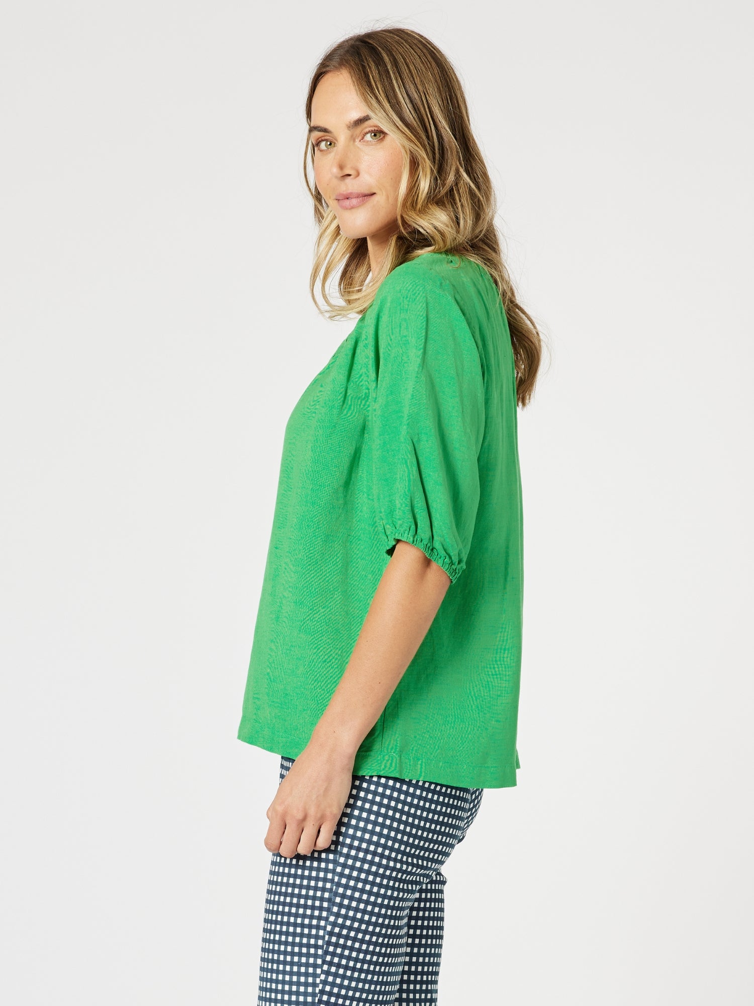 Gordon Smith Lino V-Neck Top - Elm