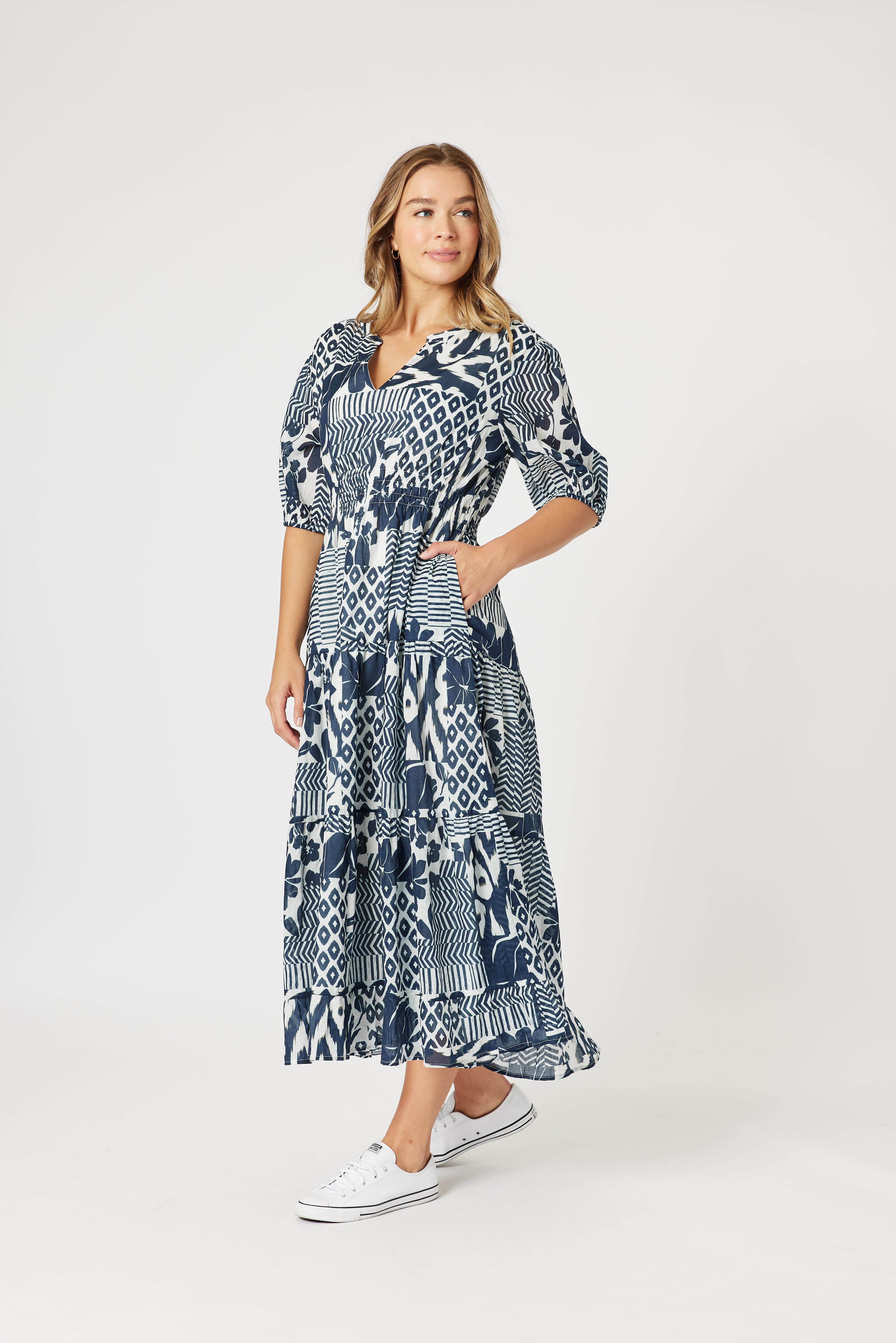 Threadz Calabasas Dress - Navy/White