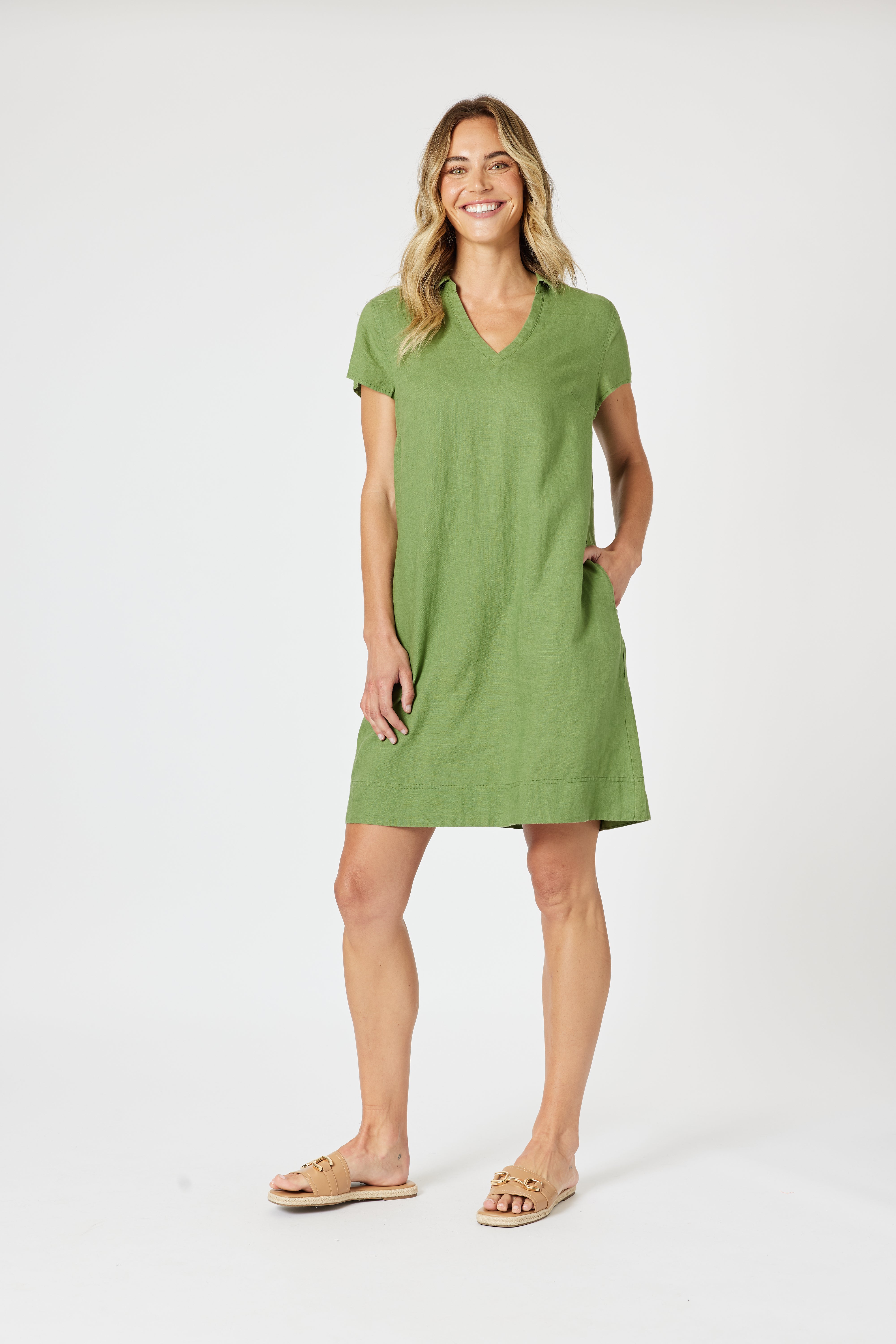 Gordon Smith Bravo Linen Dress - Basil