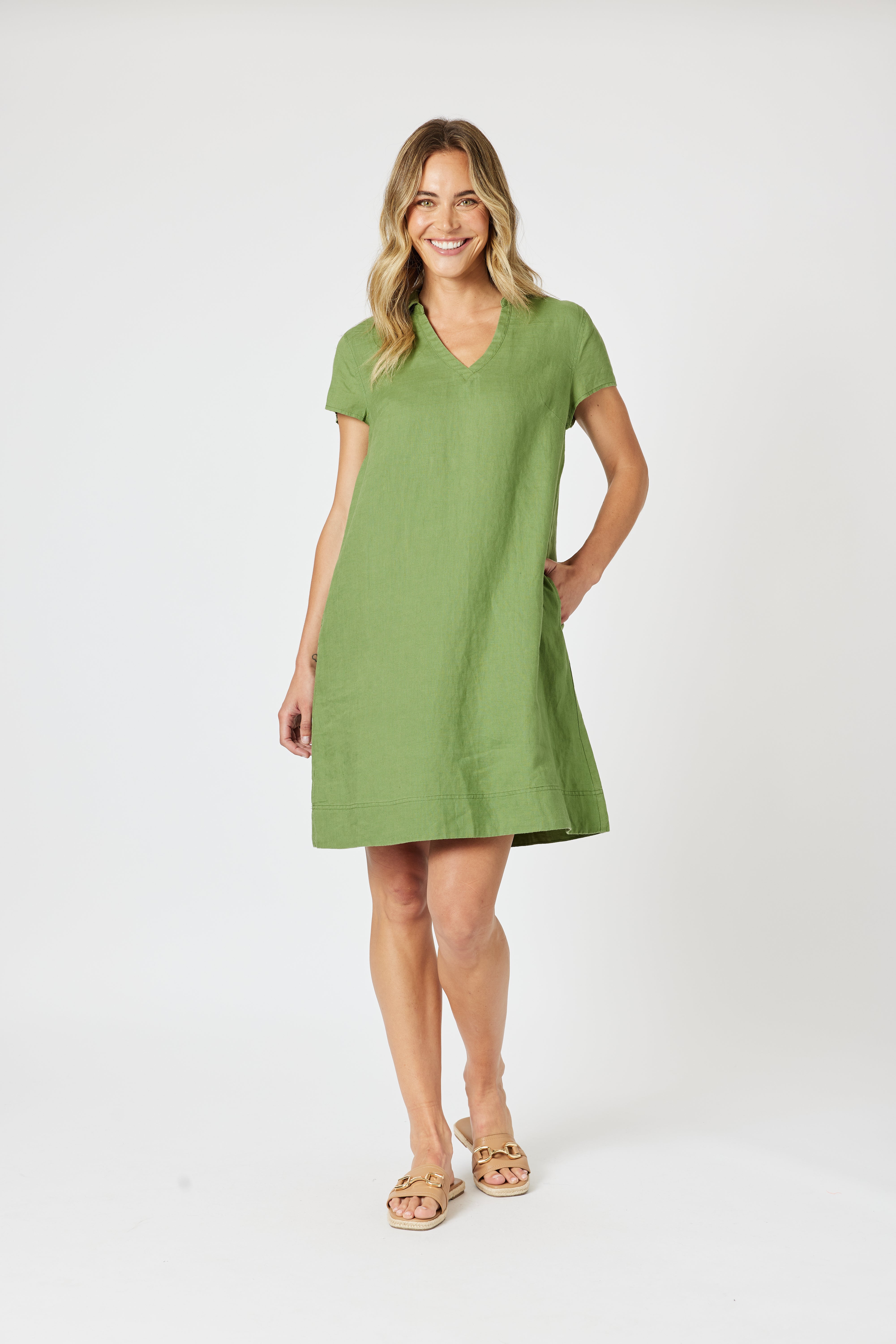 Gordon Smith Bravo Linen Dress - Basil