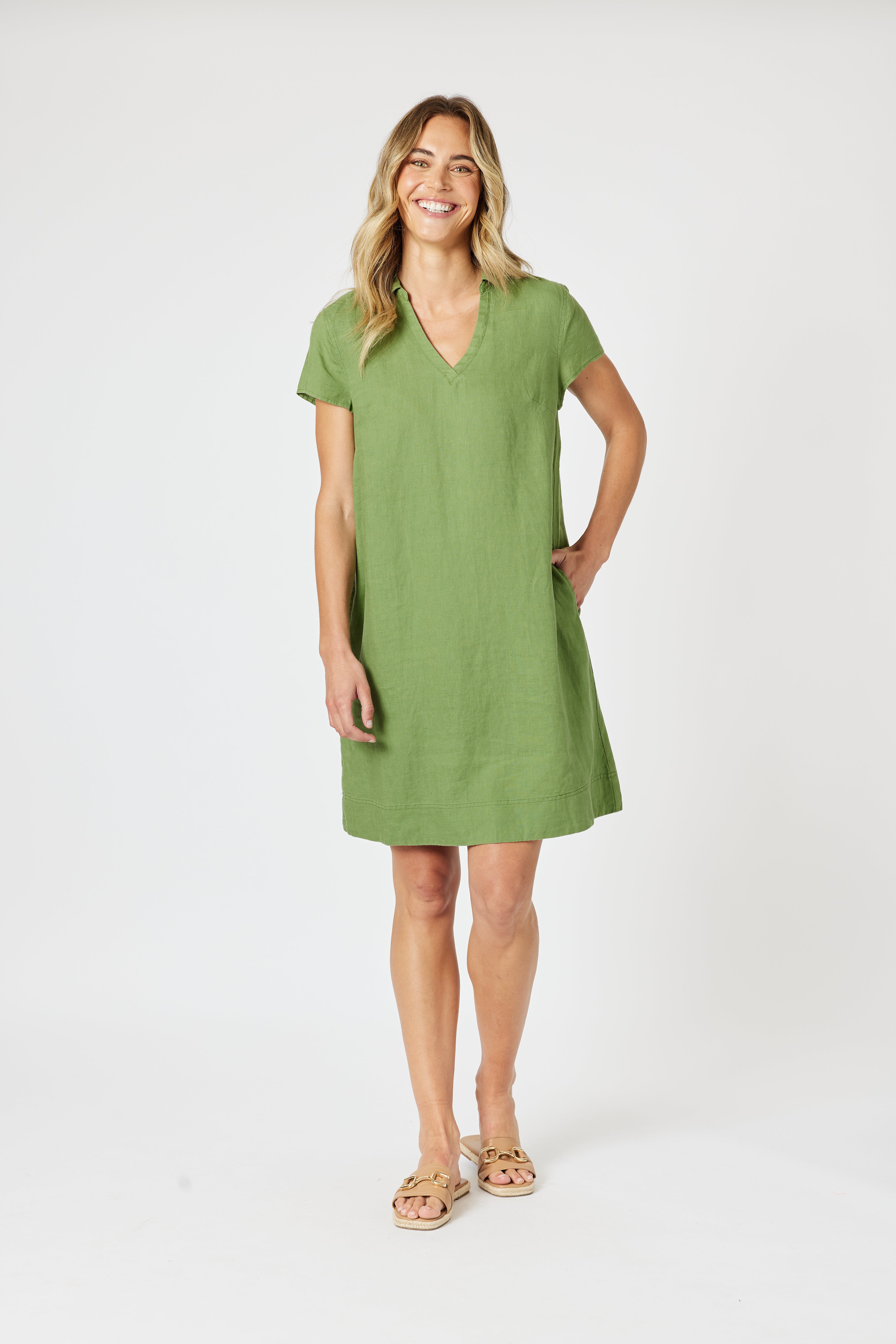 Gordon Smith Bravo Linen Dress - Basil