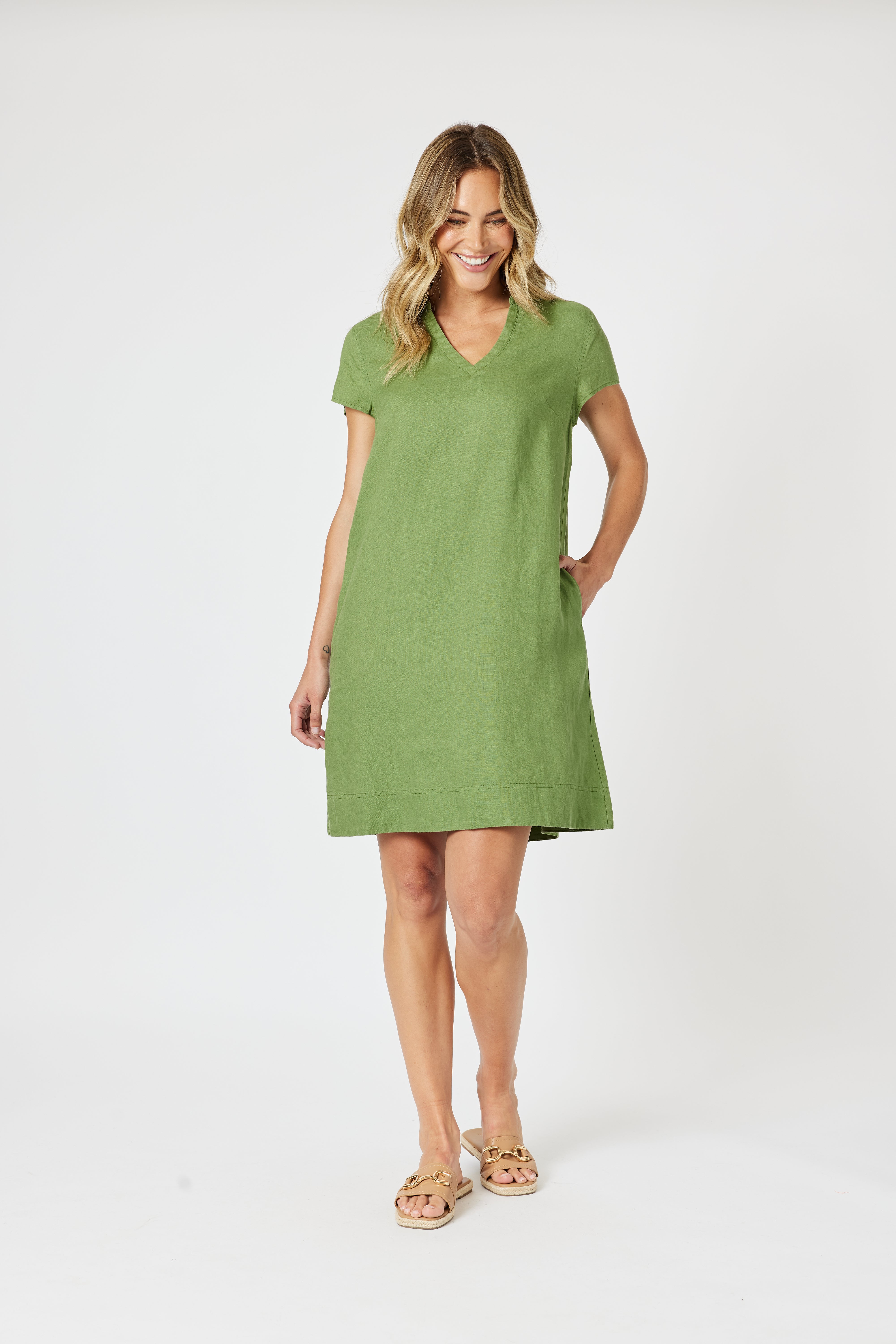 Gordon Smith Bravo Linen Dress - Basil