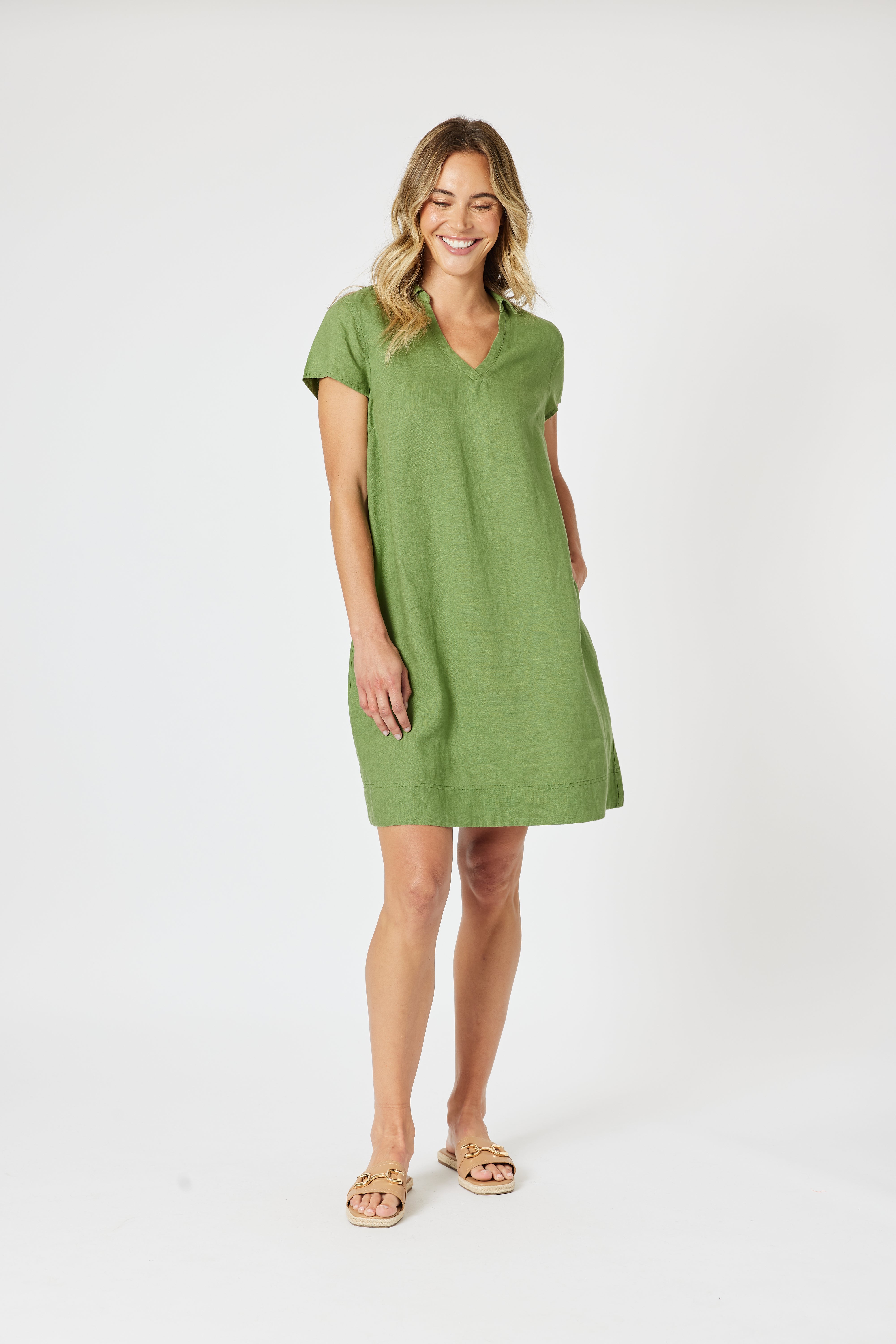 Gordon Smith Bravo Linen Dress - Basil