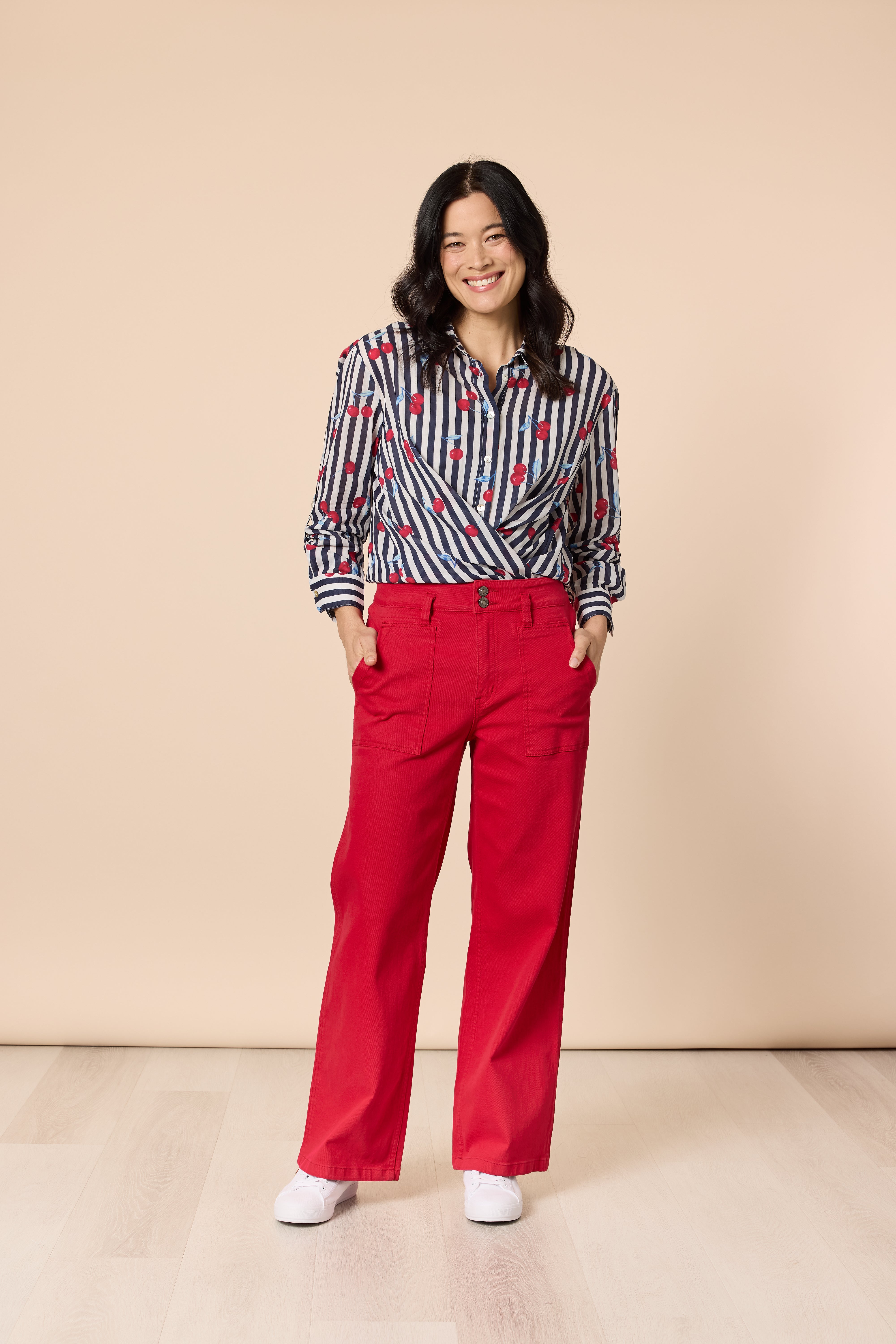 Gordon Smith Hudson High Rise Wide Leg Jean - Red