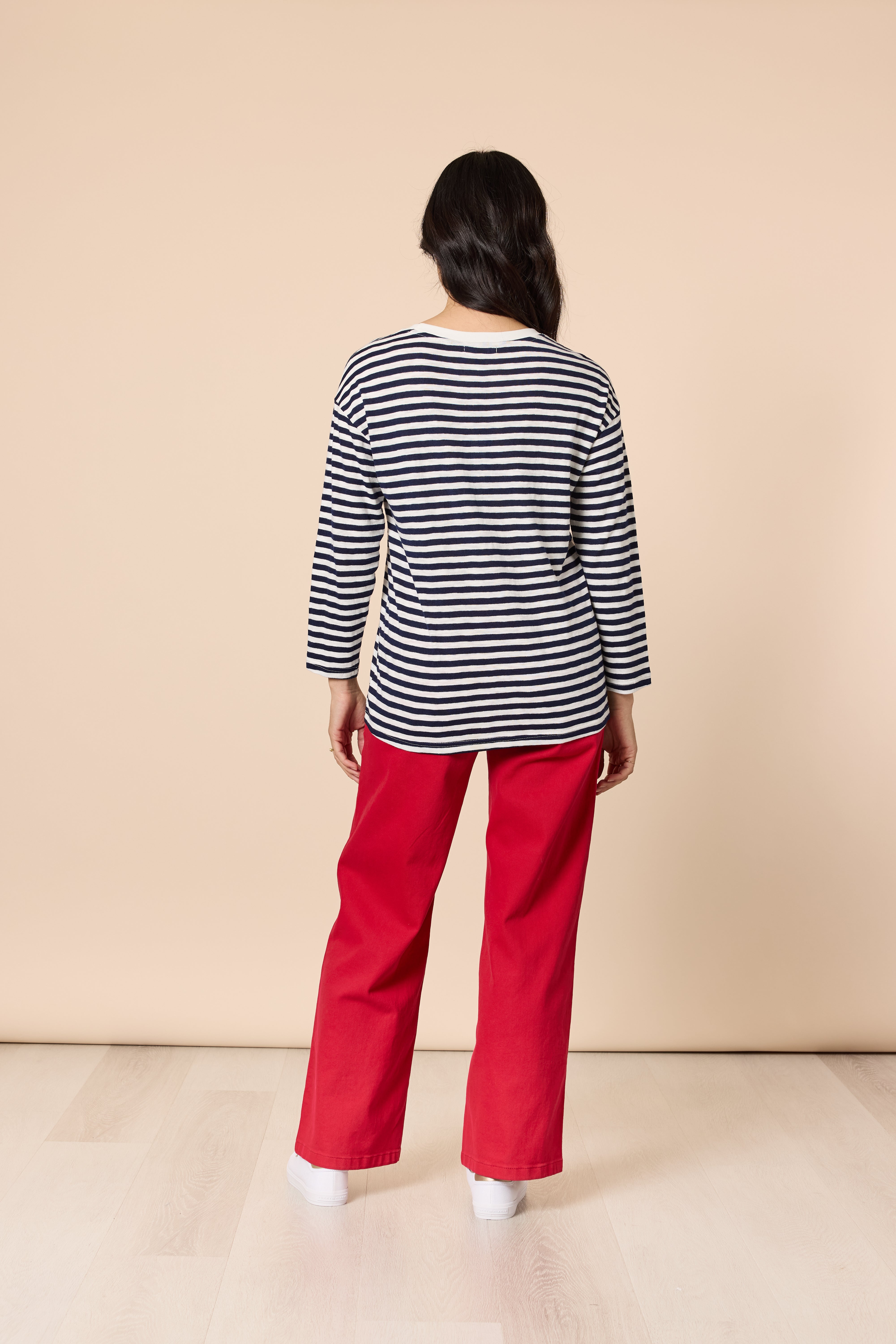 Gordon Smith Cote D 'Azure Stripe Embroidered Cherry Tee - Navy/White