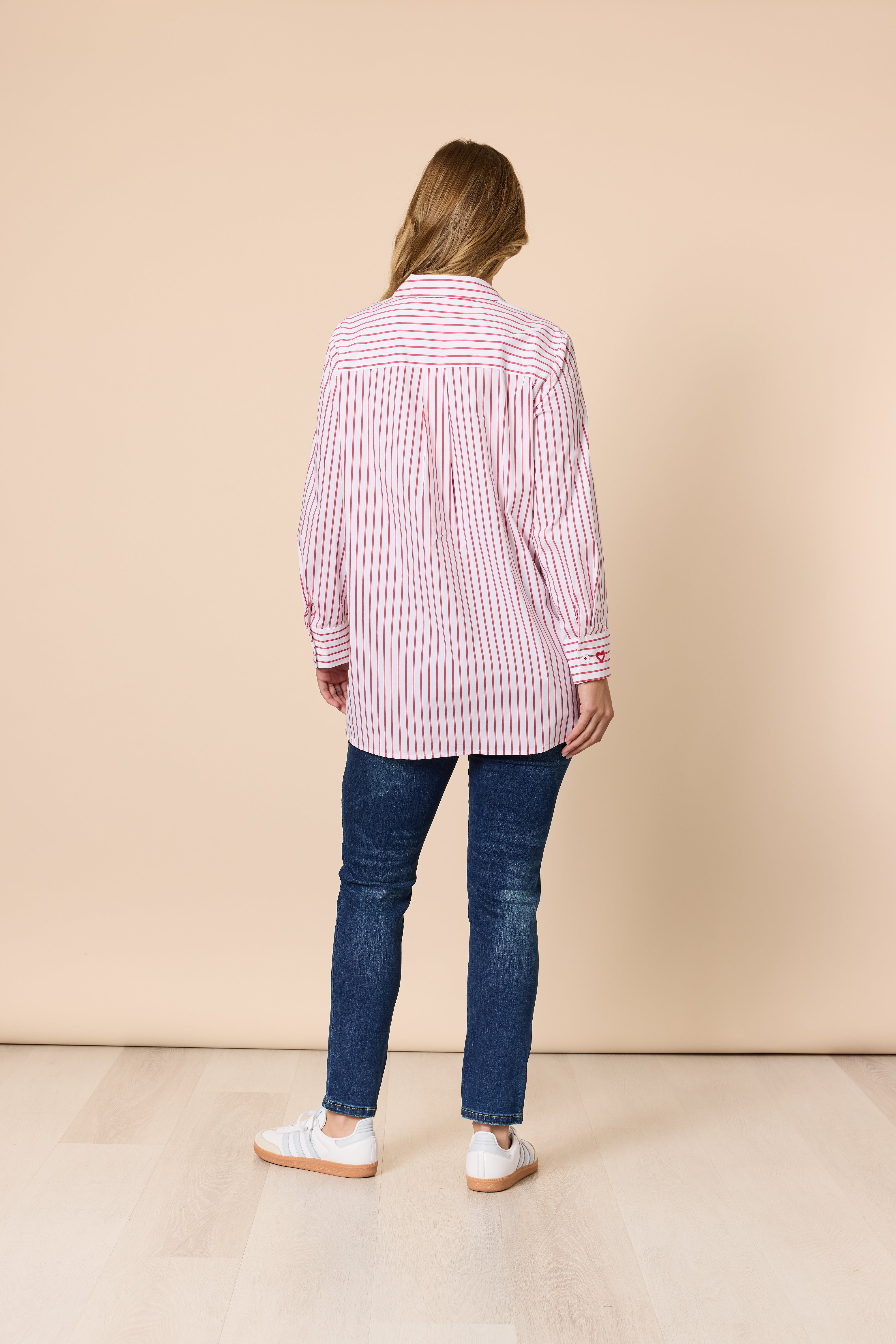 Threadz Off the Cuff Stripe Print Shirt - Red/White
