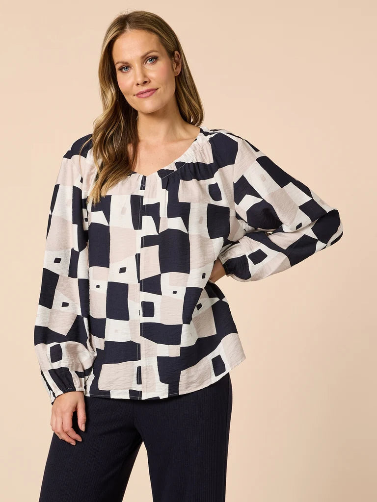 Clarity Rive Gauche Top - Navy Multi