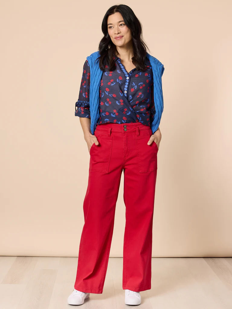 Gordon Smith Cherry Delight Print Sheer Shirt - Navy/Red