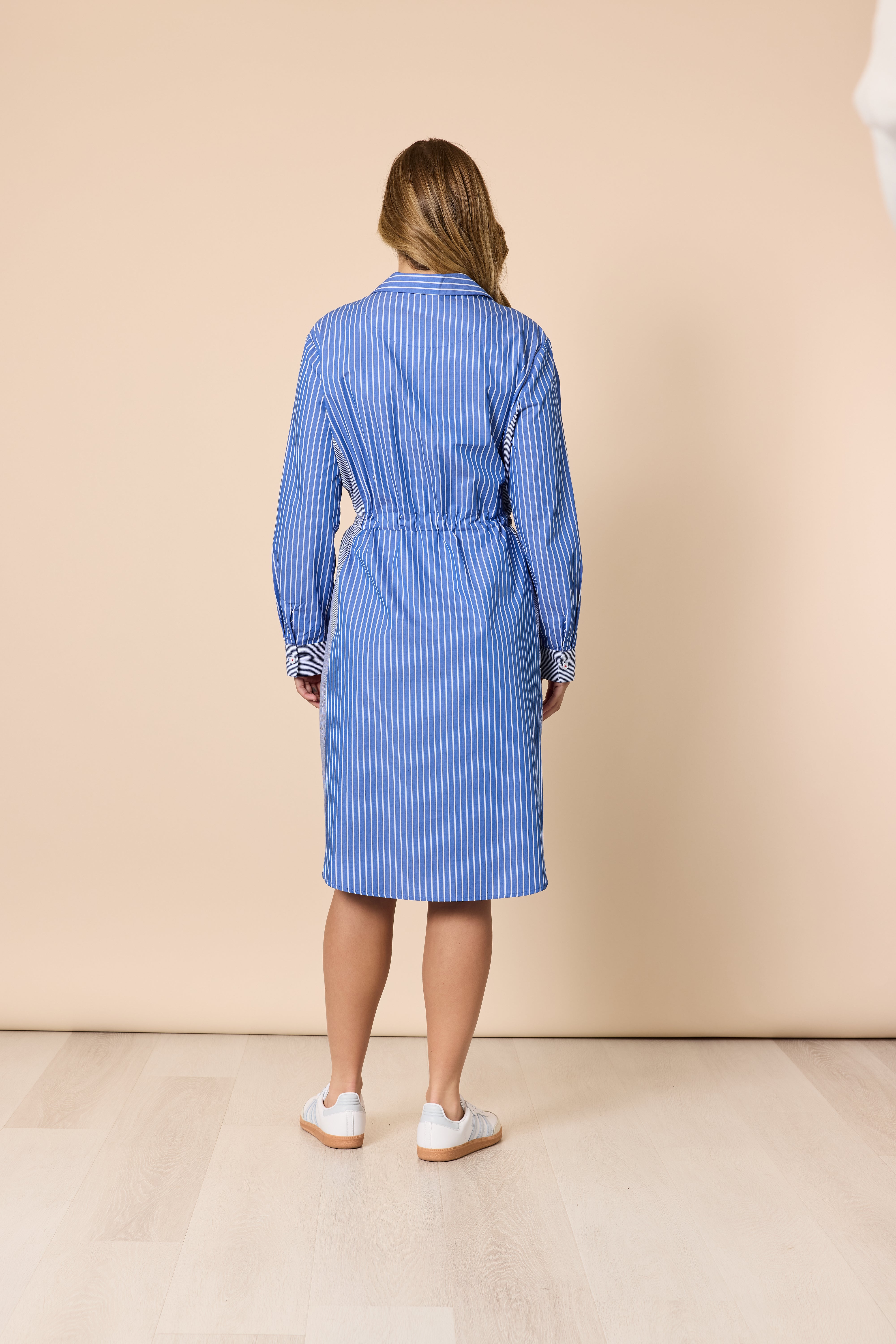 Threadz Cabo Stripe Print Shirt Dress - Blue/White