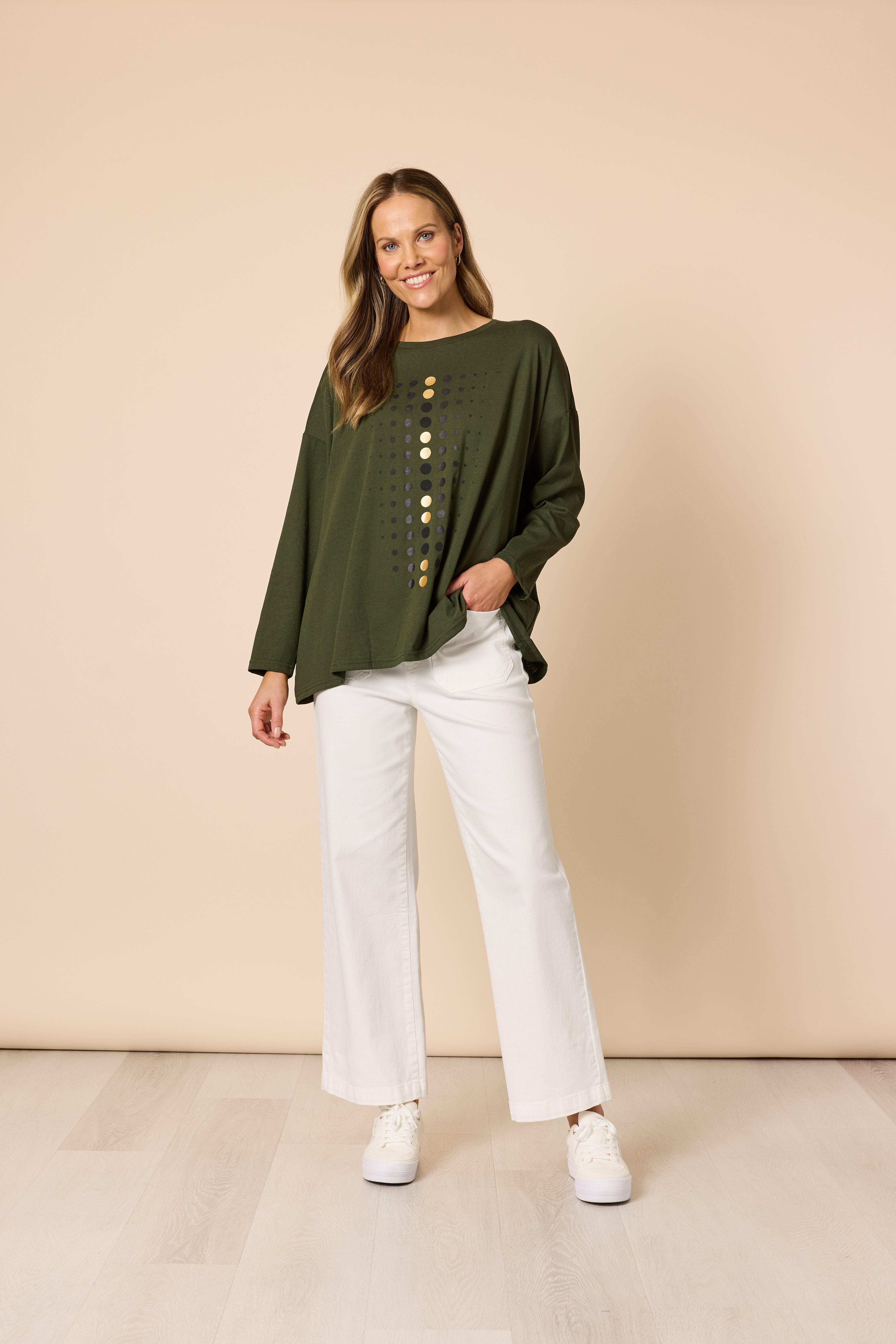 Clarity Elise Spot Top - Khaki