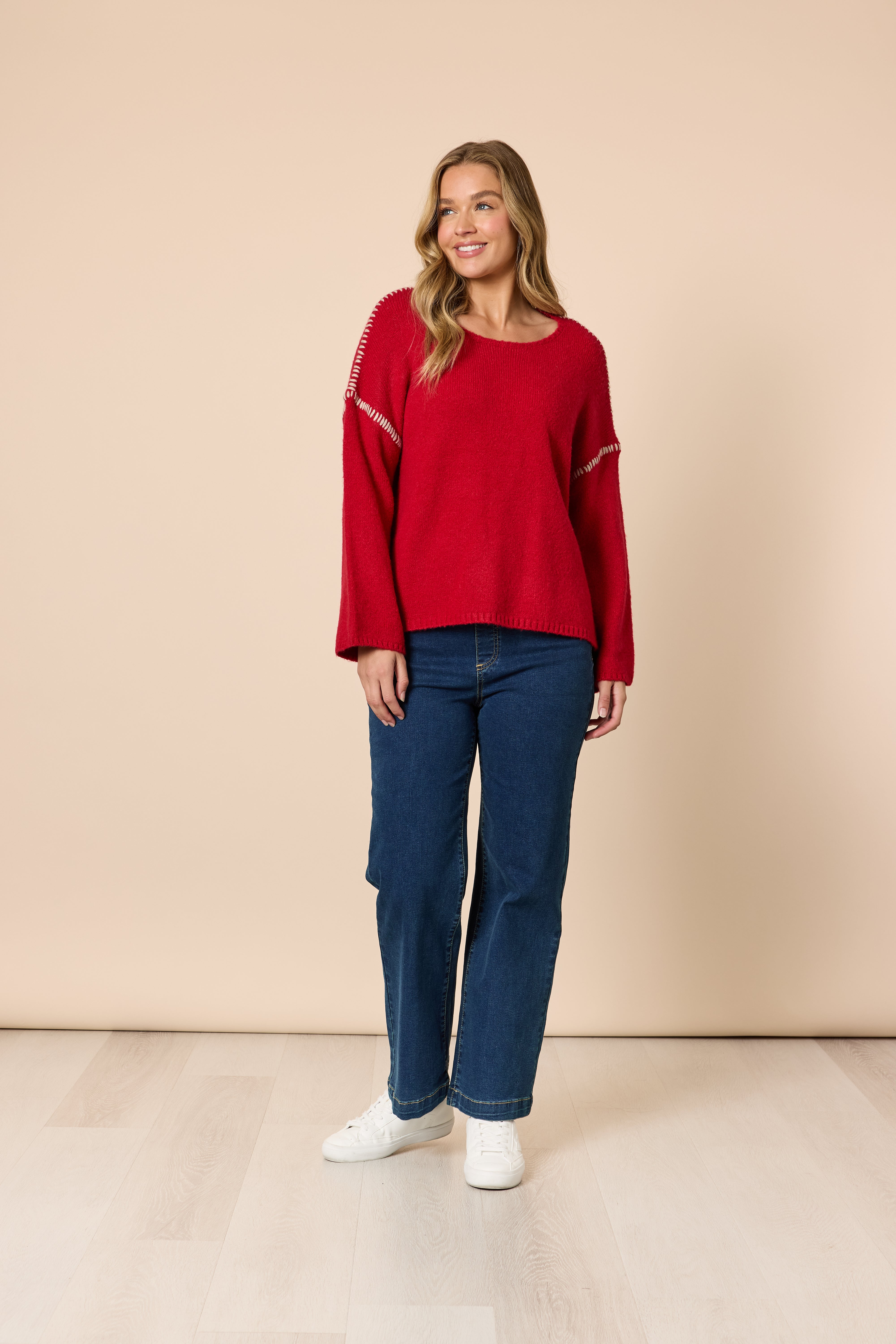 Threadz Rouge Stitch Knit - Red