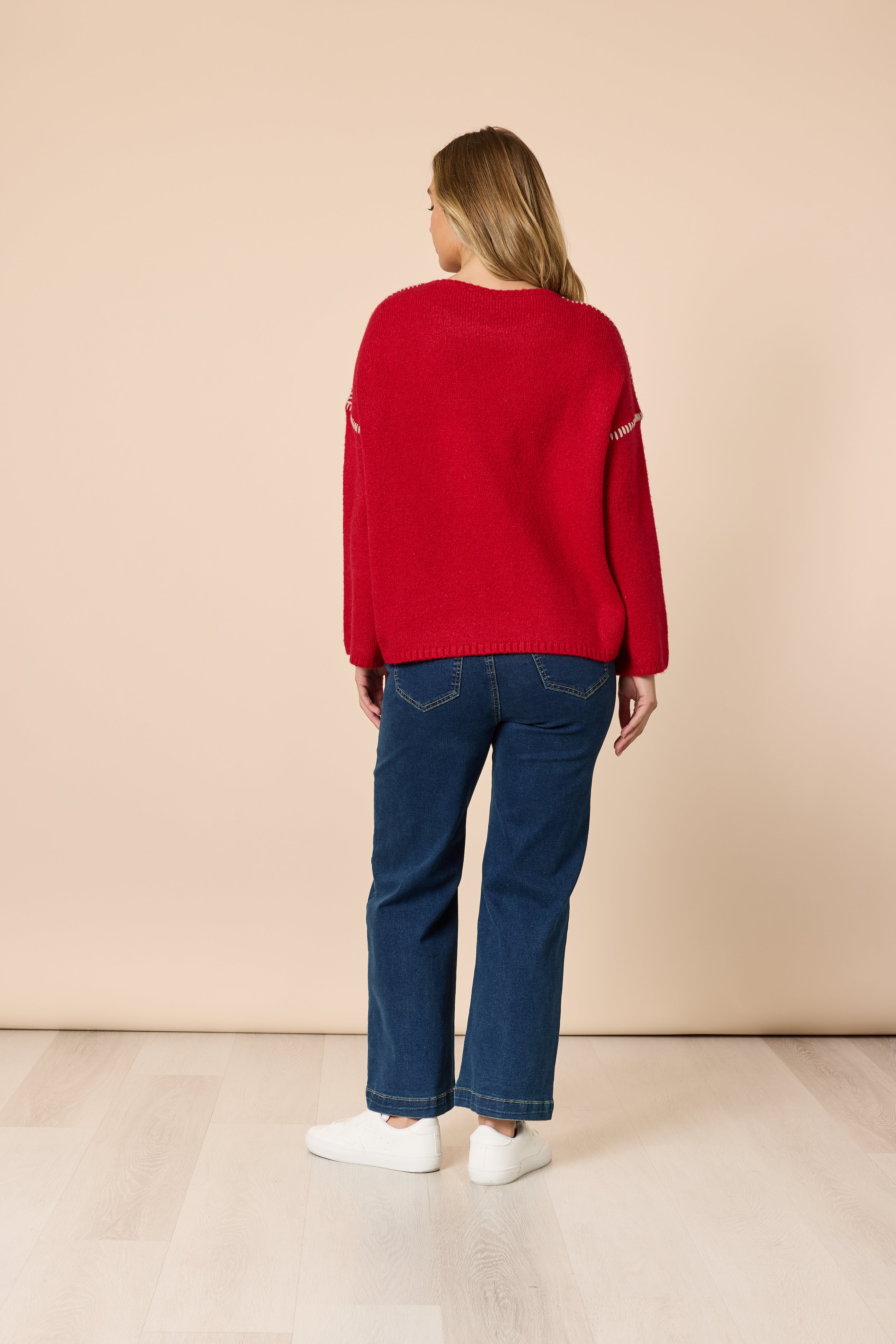 Threadz Rouge Stitch Knit - Red