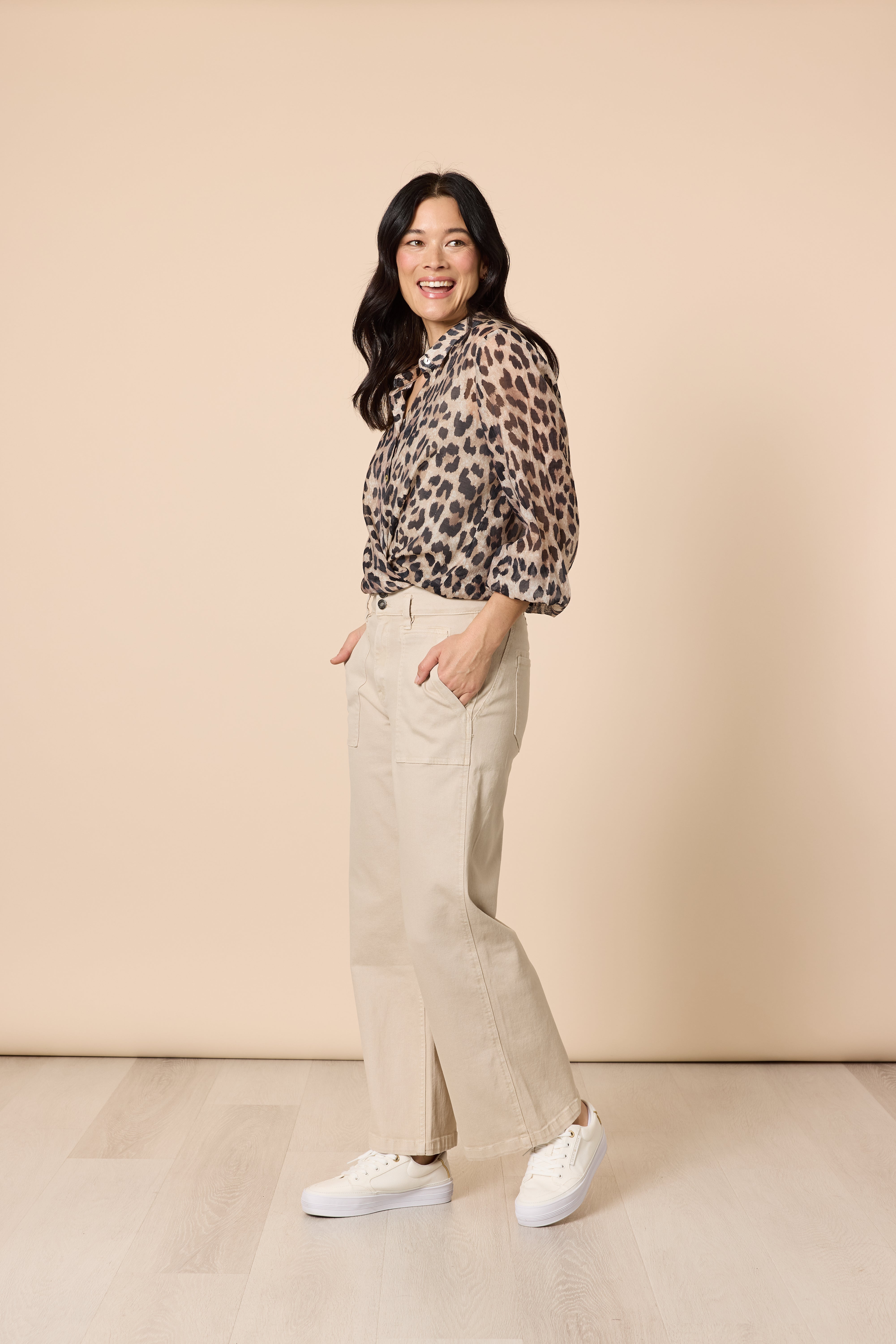 Gordon Smith Hudson High Rise Wide Leg Jean - Natural