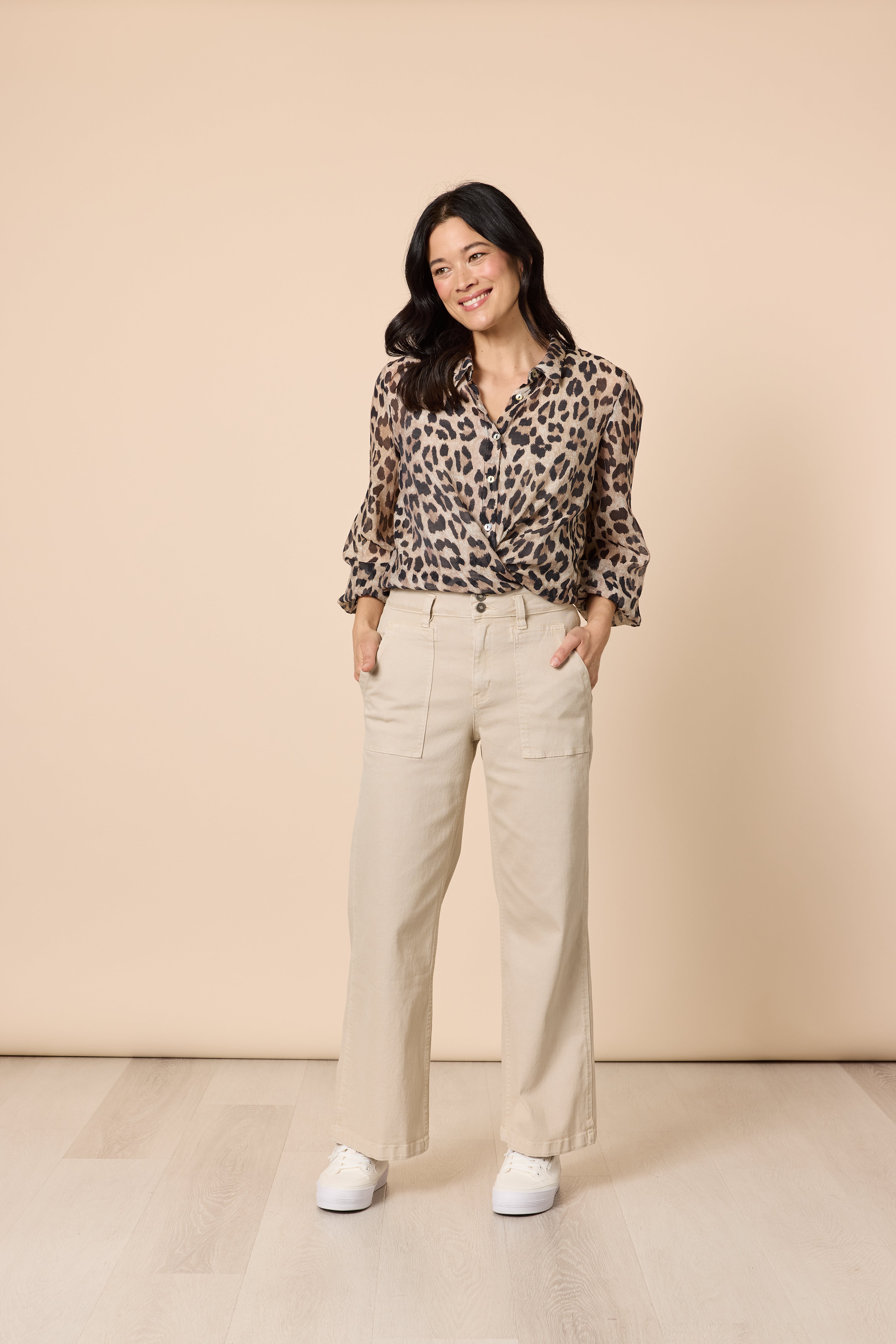 Gordon Smith Hudson High Rise Wide Leg Jean - Natural