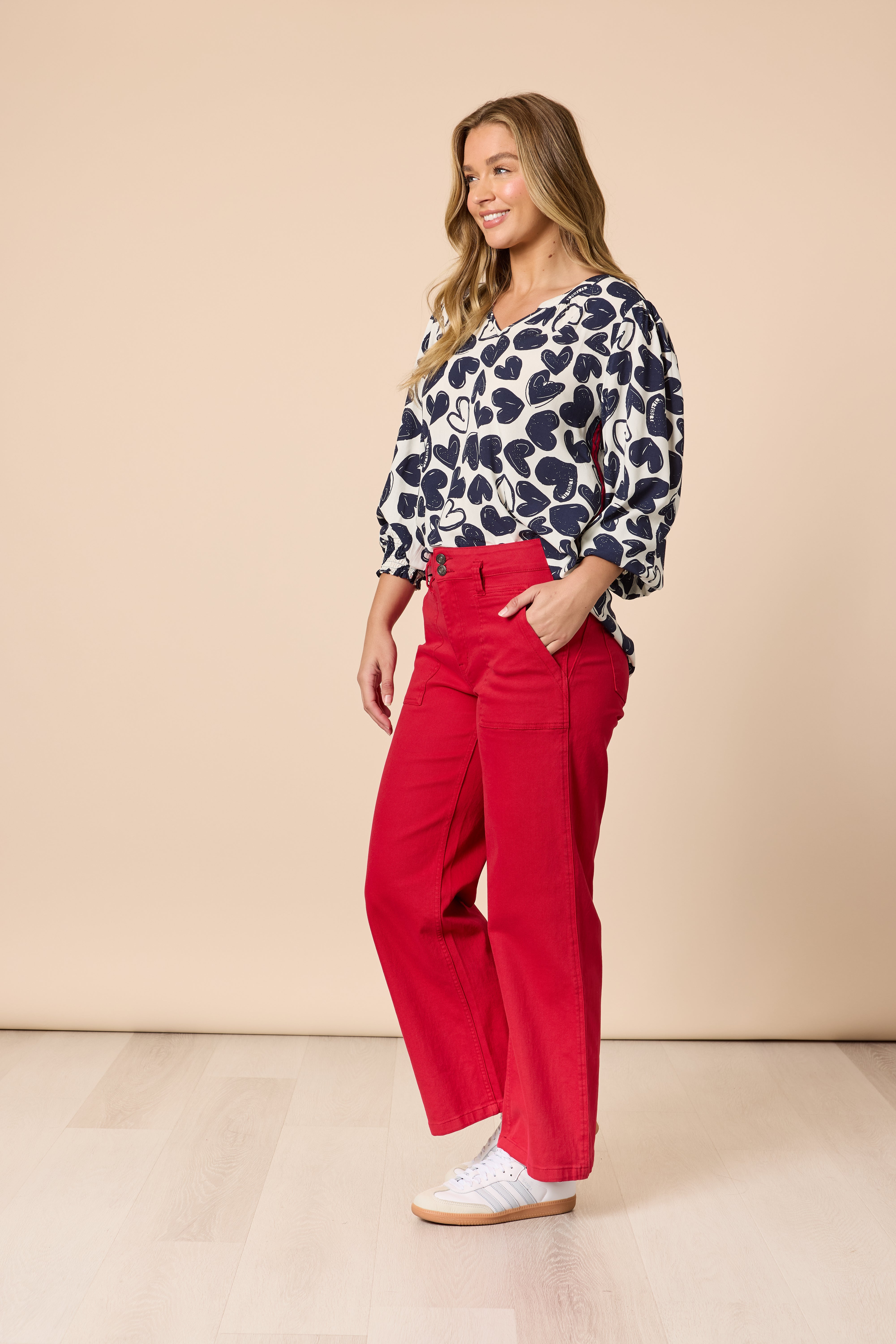 Gordon Smith Hudson High Rise Wide Leg Jean - Red