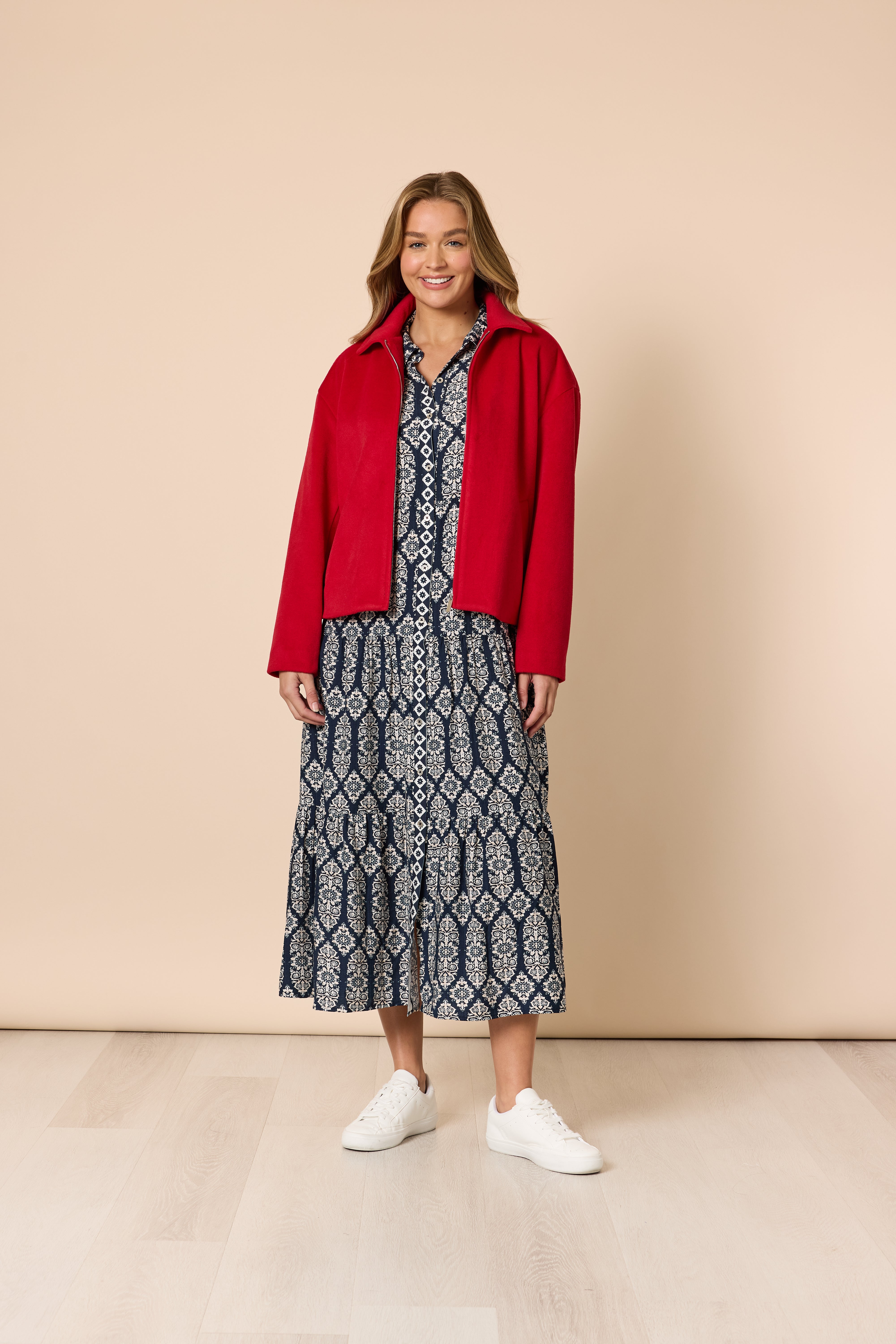 Threadz Lola Print Dress - Navy/White