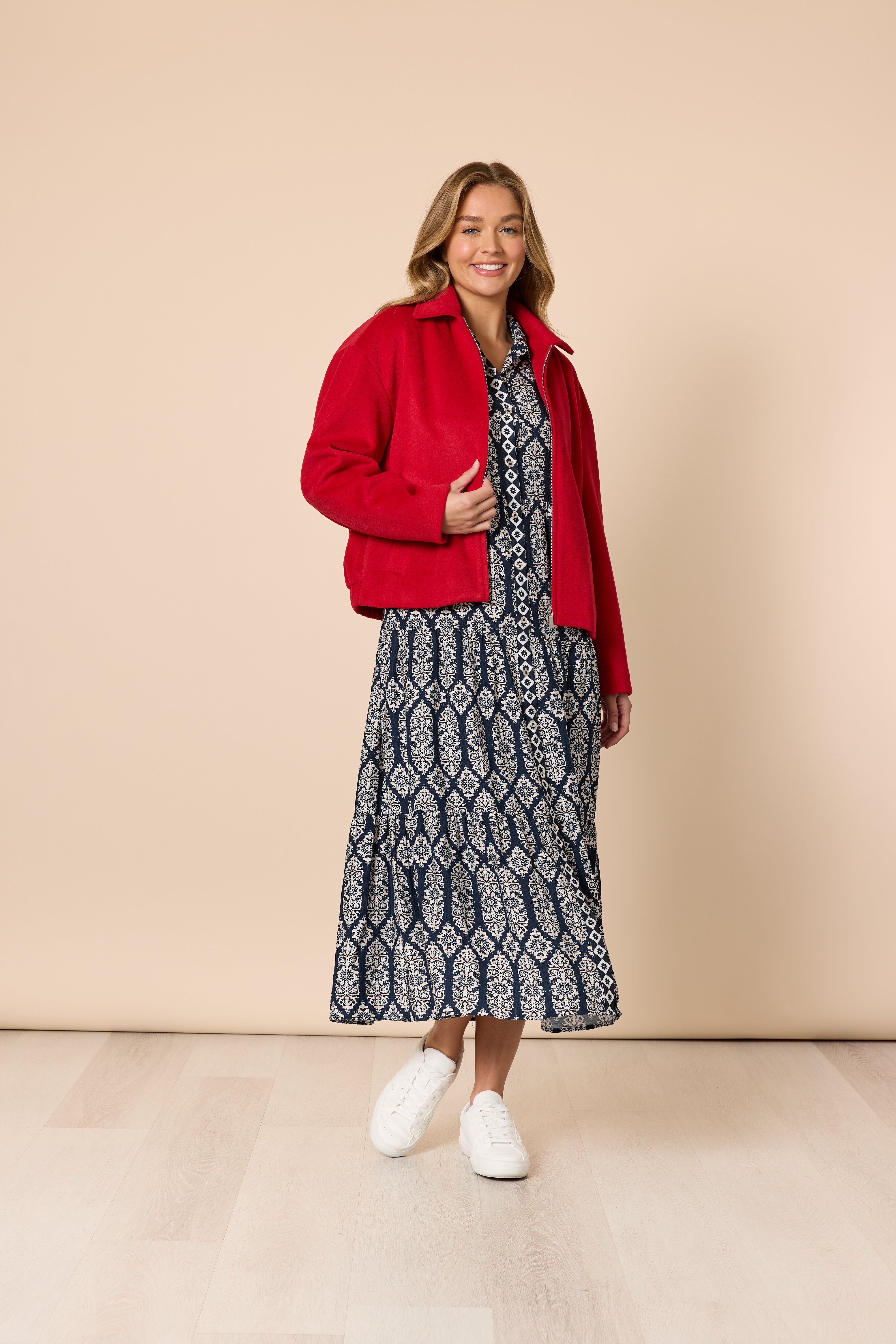 Threadz Lola Print Dress - Navy/White