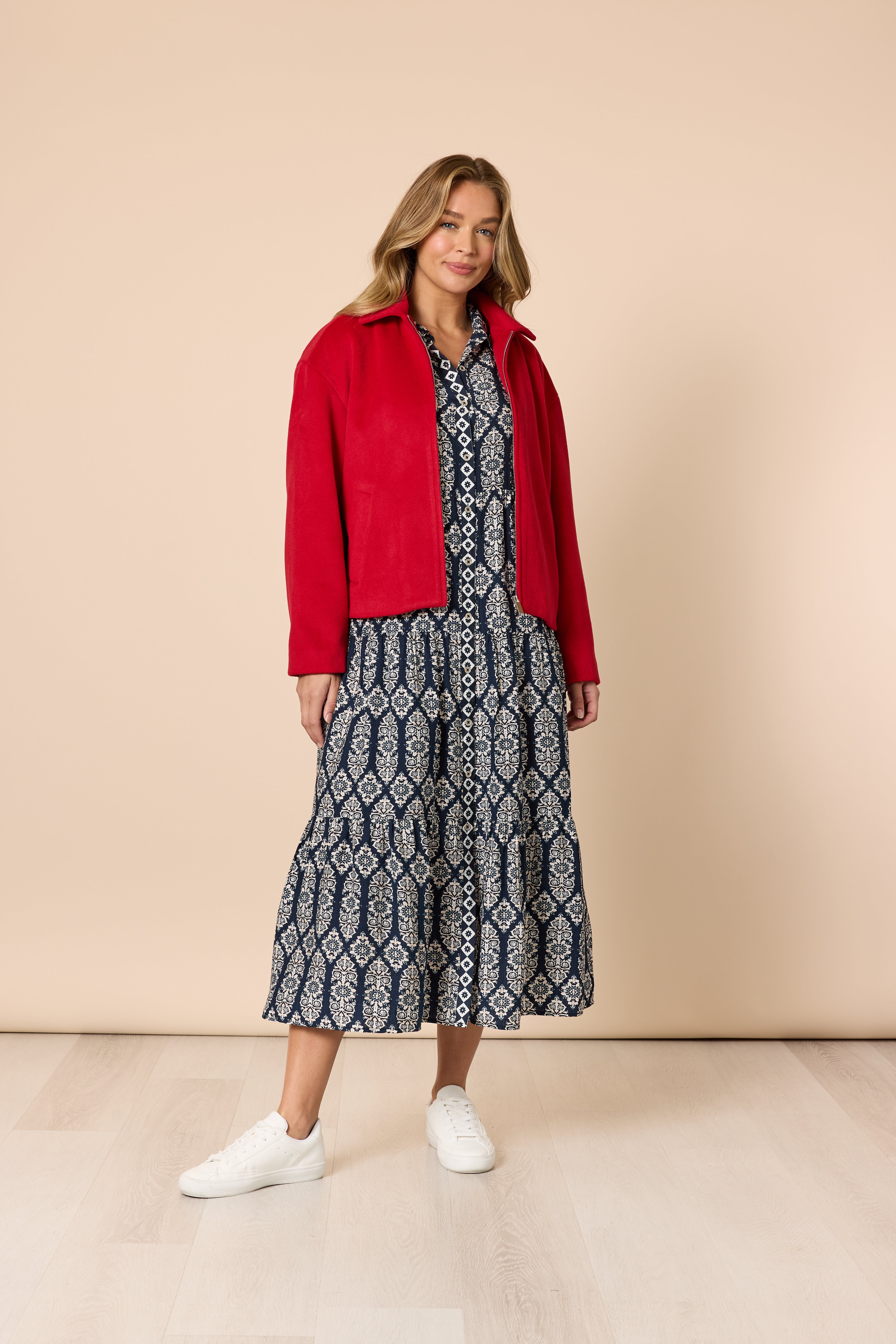 Threadz Lola Print Dress - Navy/White