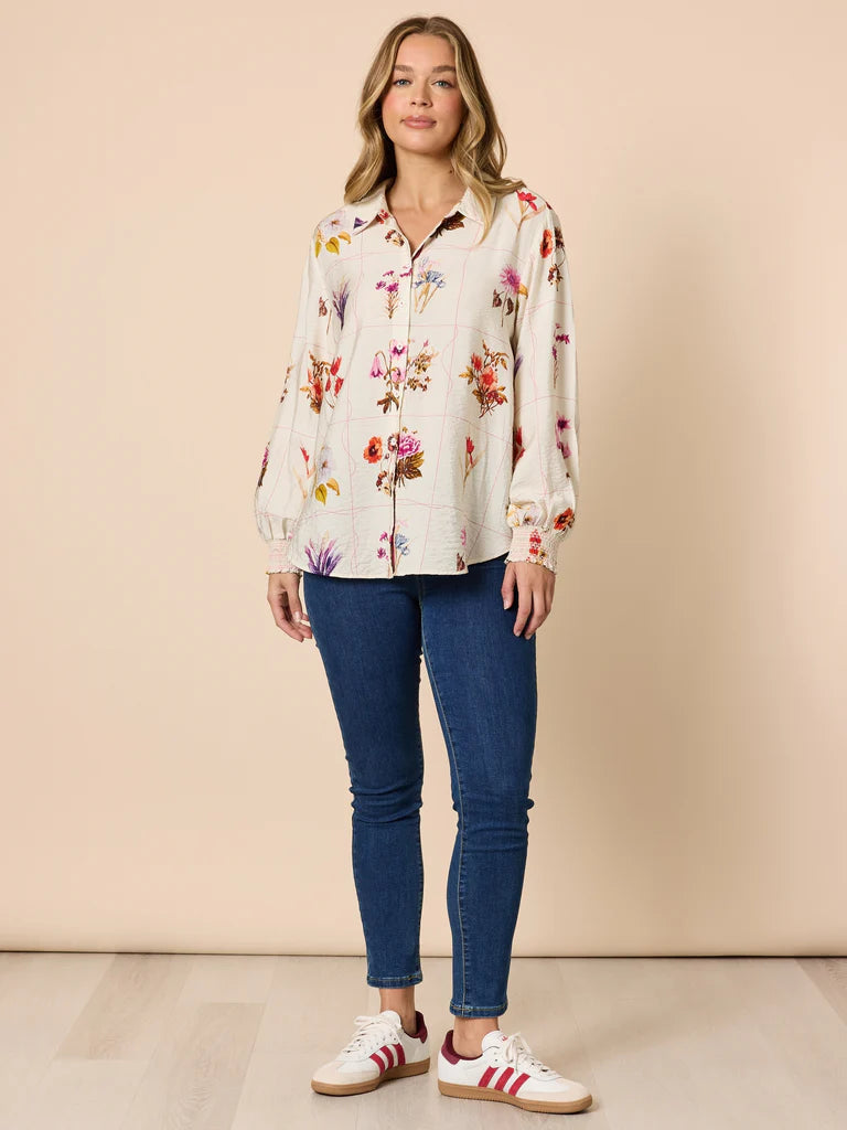 Threadz Central Park Floral Print Shirt - Natural Multi