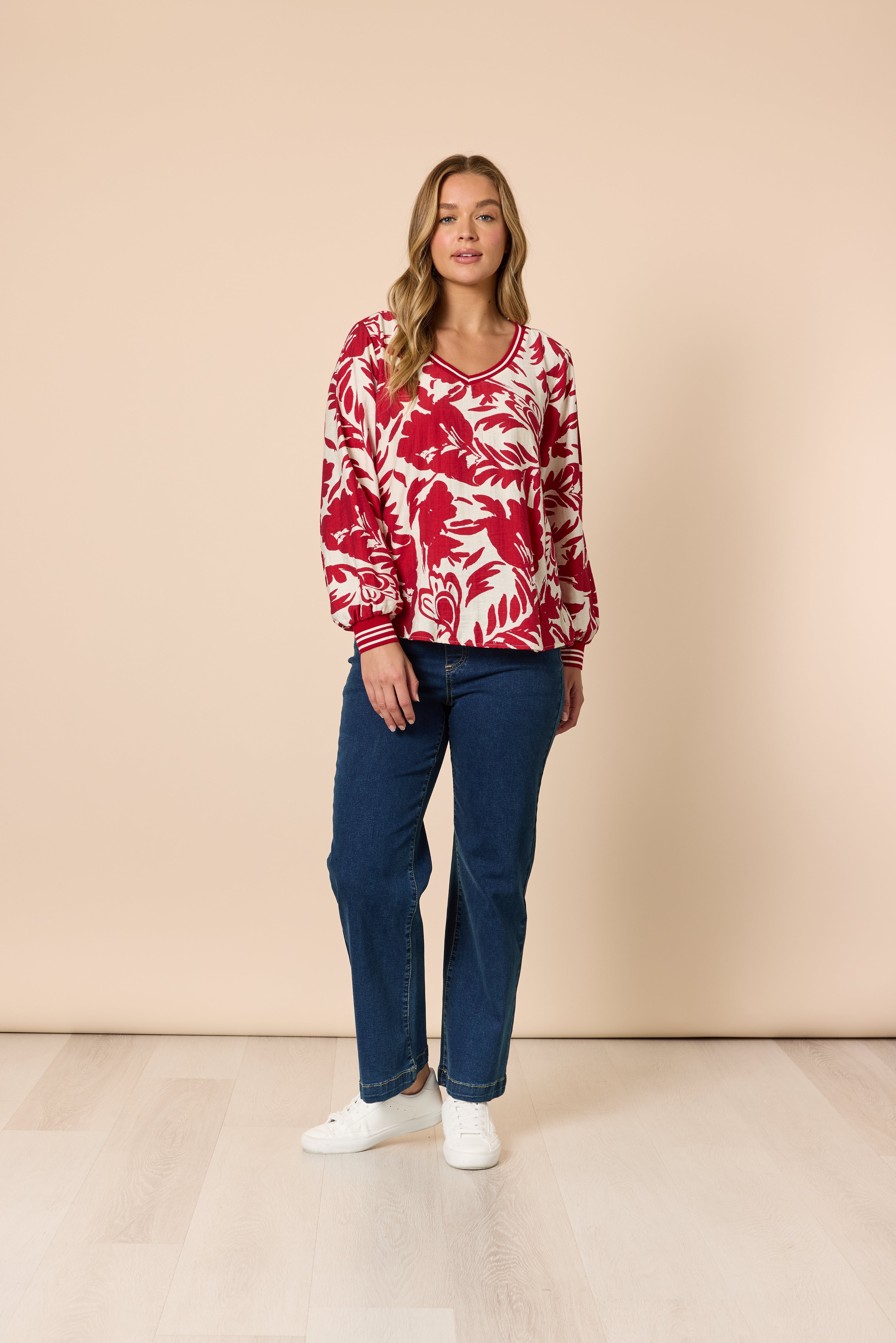 Threadz Moulin Rouge Top - Red/Ivory