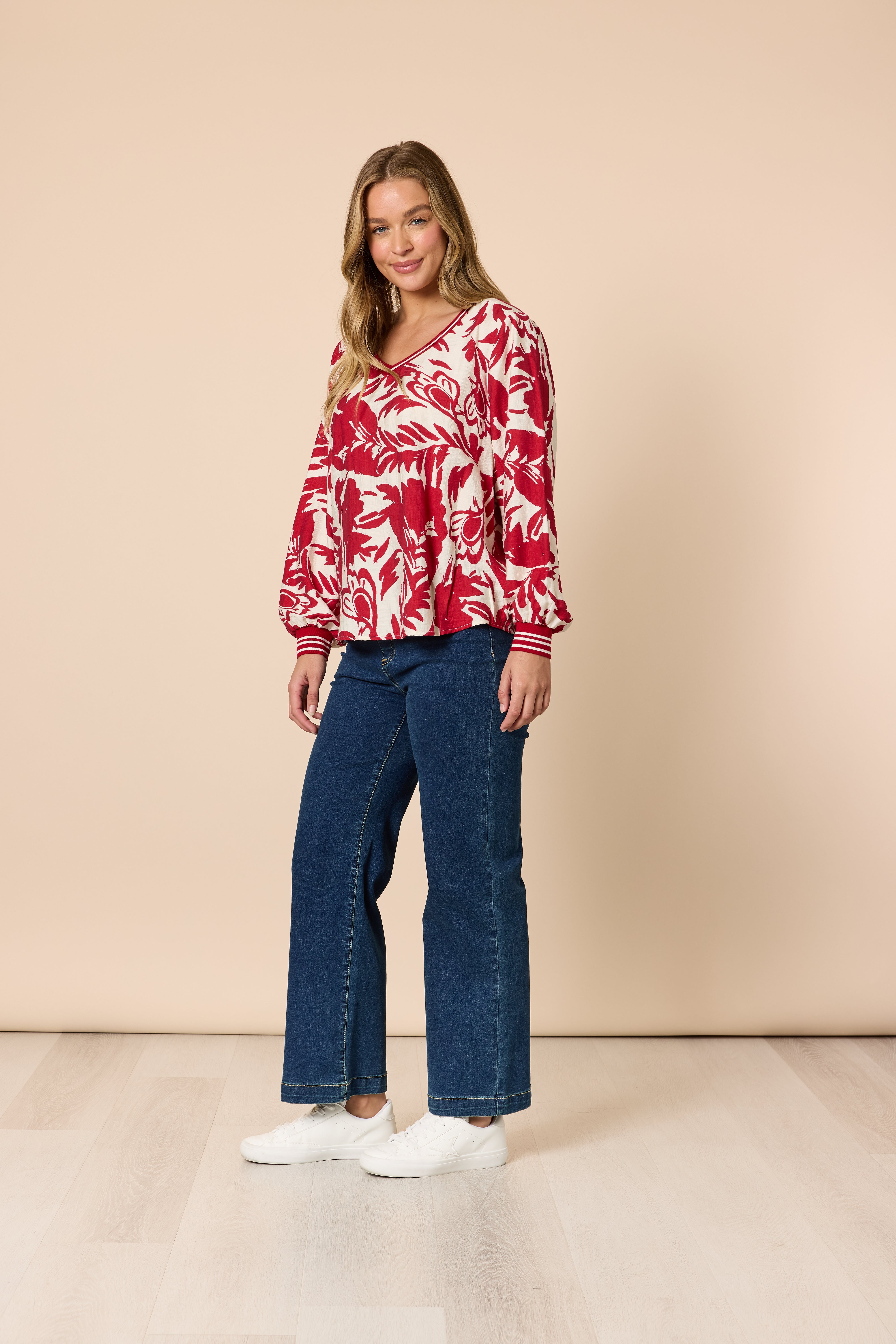 Threadz Moulin Rouge Top - Red/Ivory