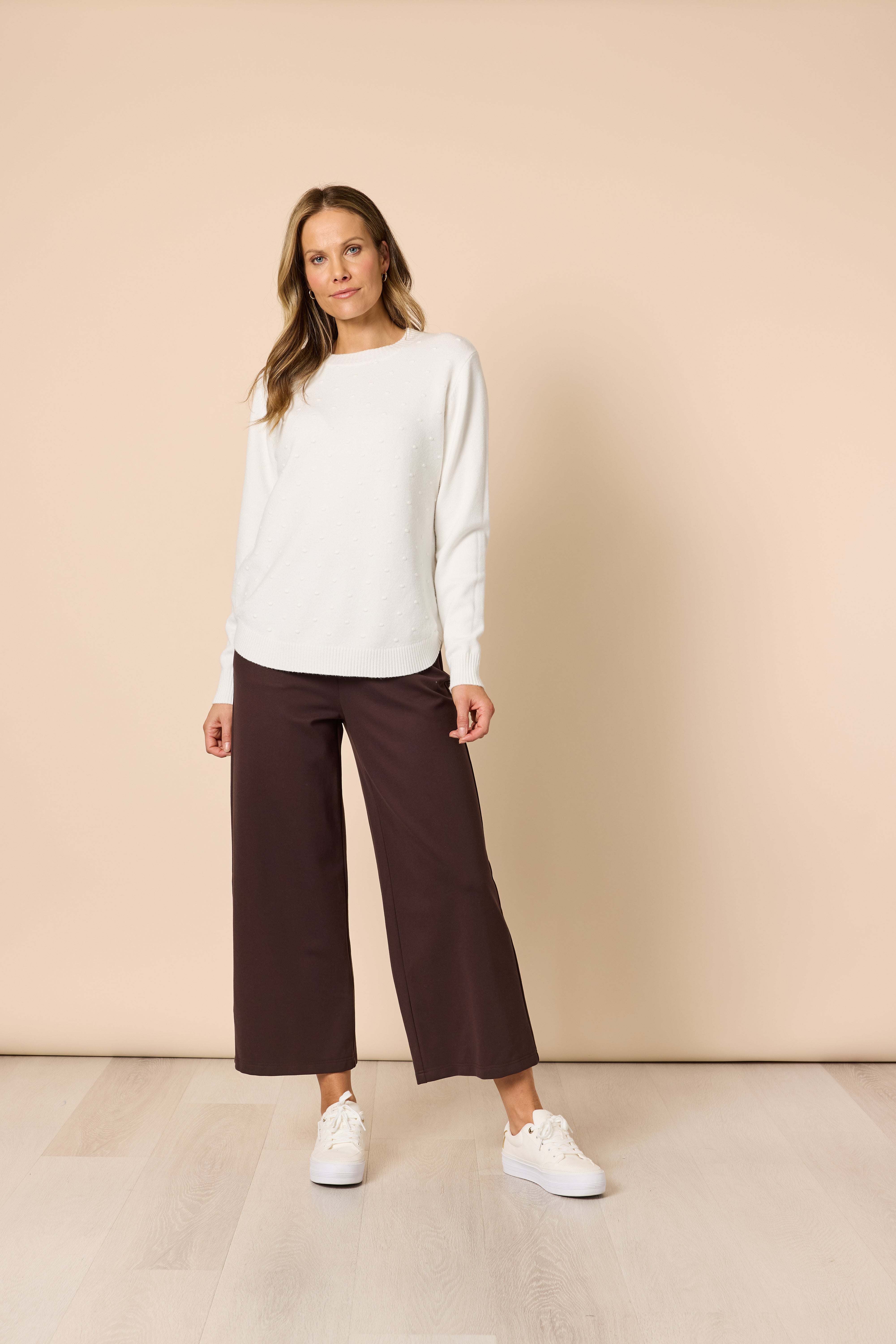 Clarity Kimmy Ponte Wide Leg Pant - Coffee