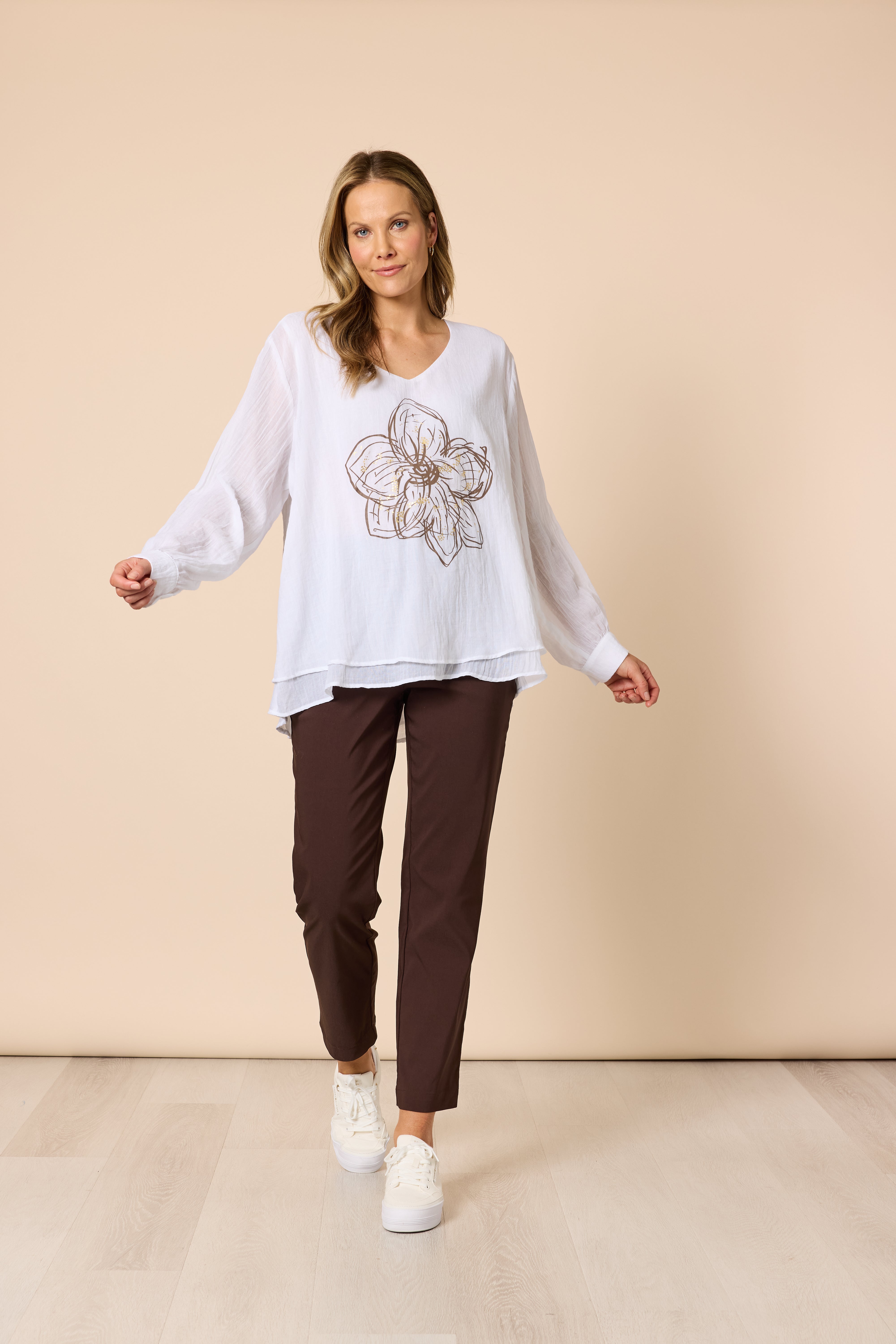 Clarity Fleur Top - White/Gold