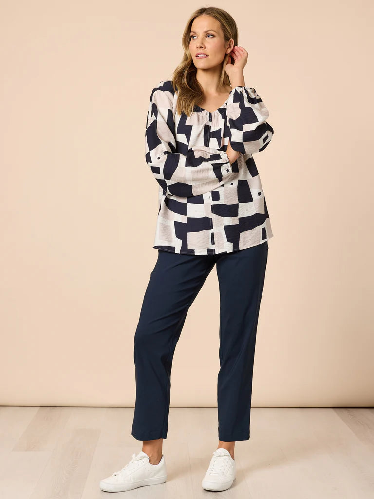 Clarity Rive Gauche Top - Navy Multi