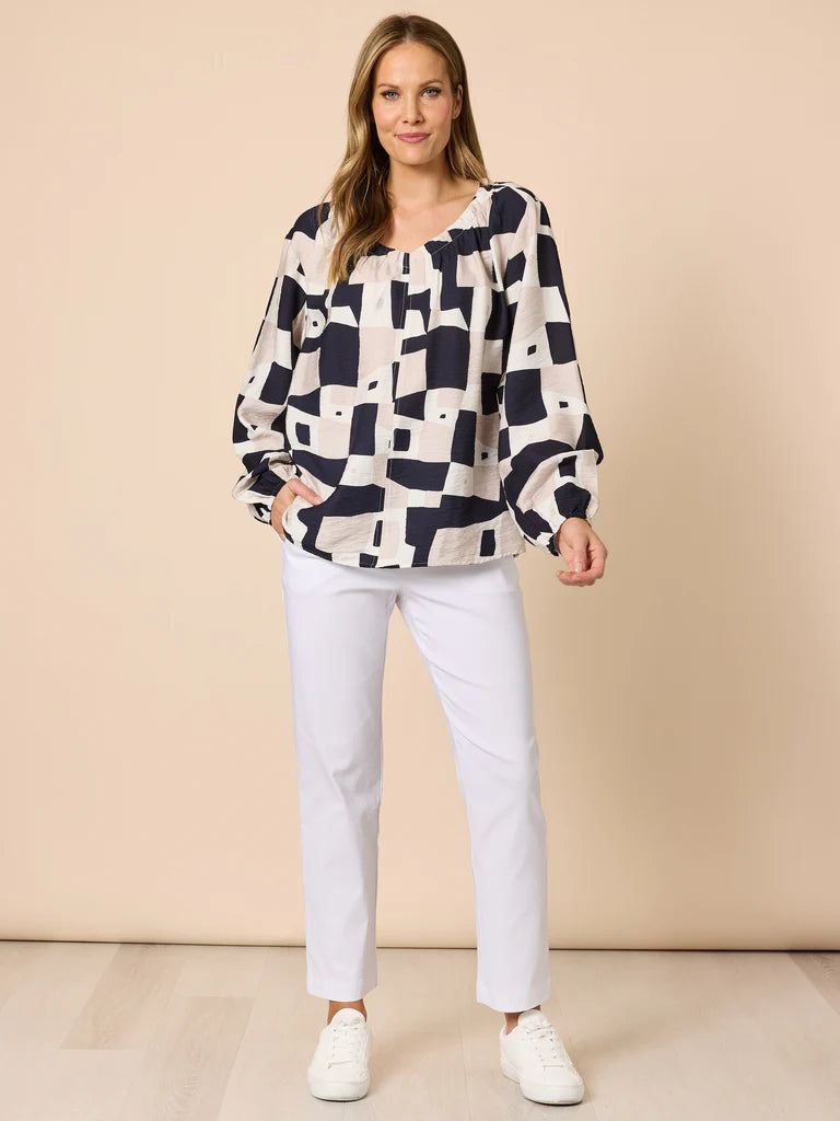 Clarity Rive Gauche Top - Navy Multi