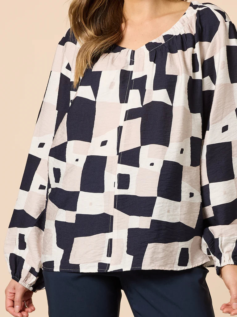 Clarity Rive Gauche Top - Navy Multi