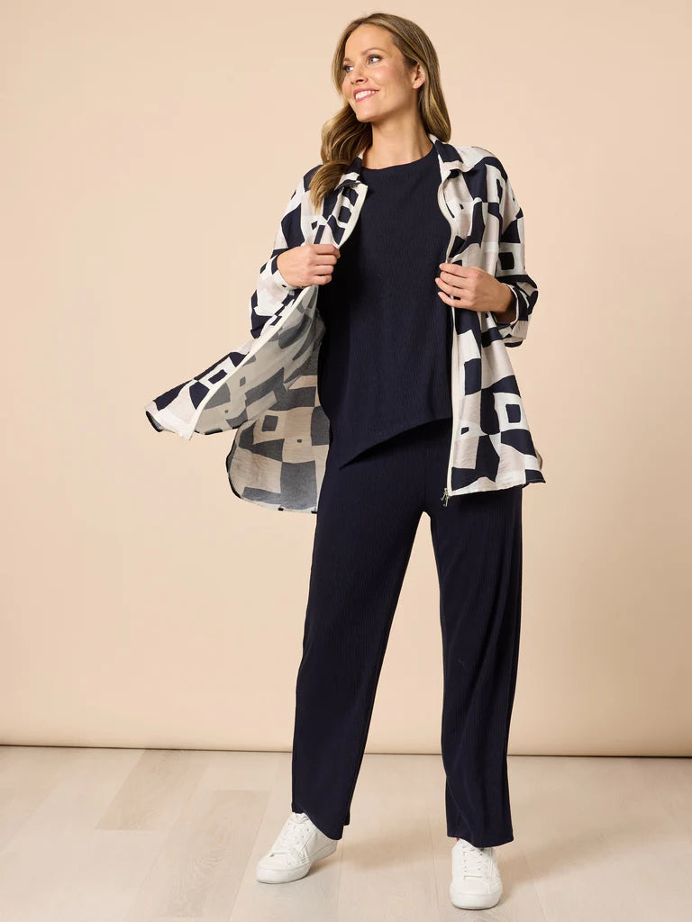 Clarity Rive Gauche Shacket - Navy Multi