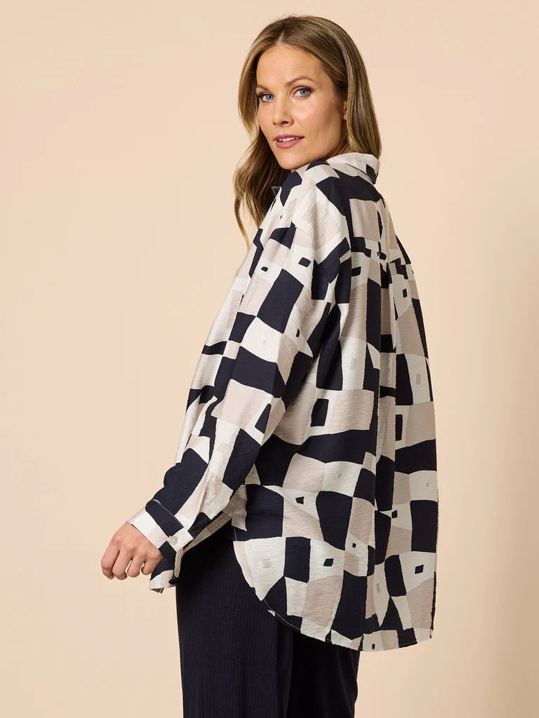 Clarity Rive Gauche Shacket - Navy Multi