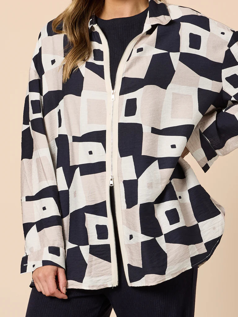 Clarity Rive Gauche Shacket - Navy Multi