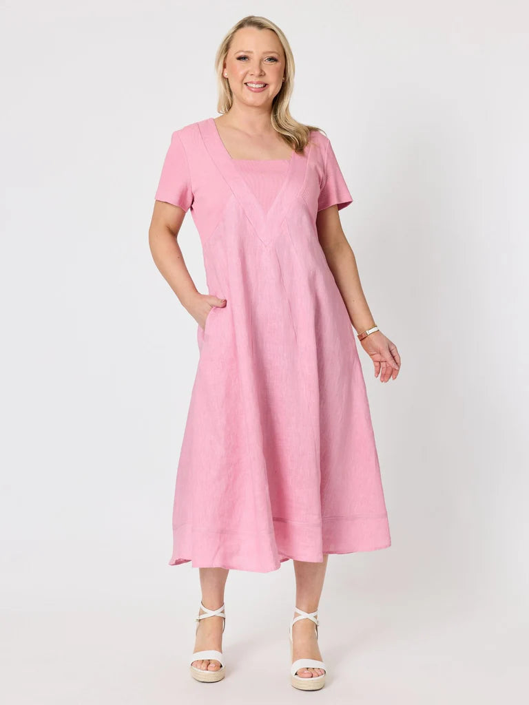 Gordon Smith Le Marais Linen Midi Dress - Musk