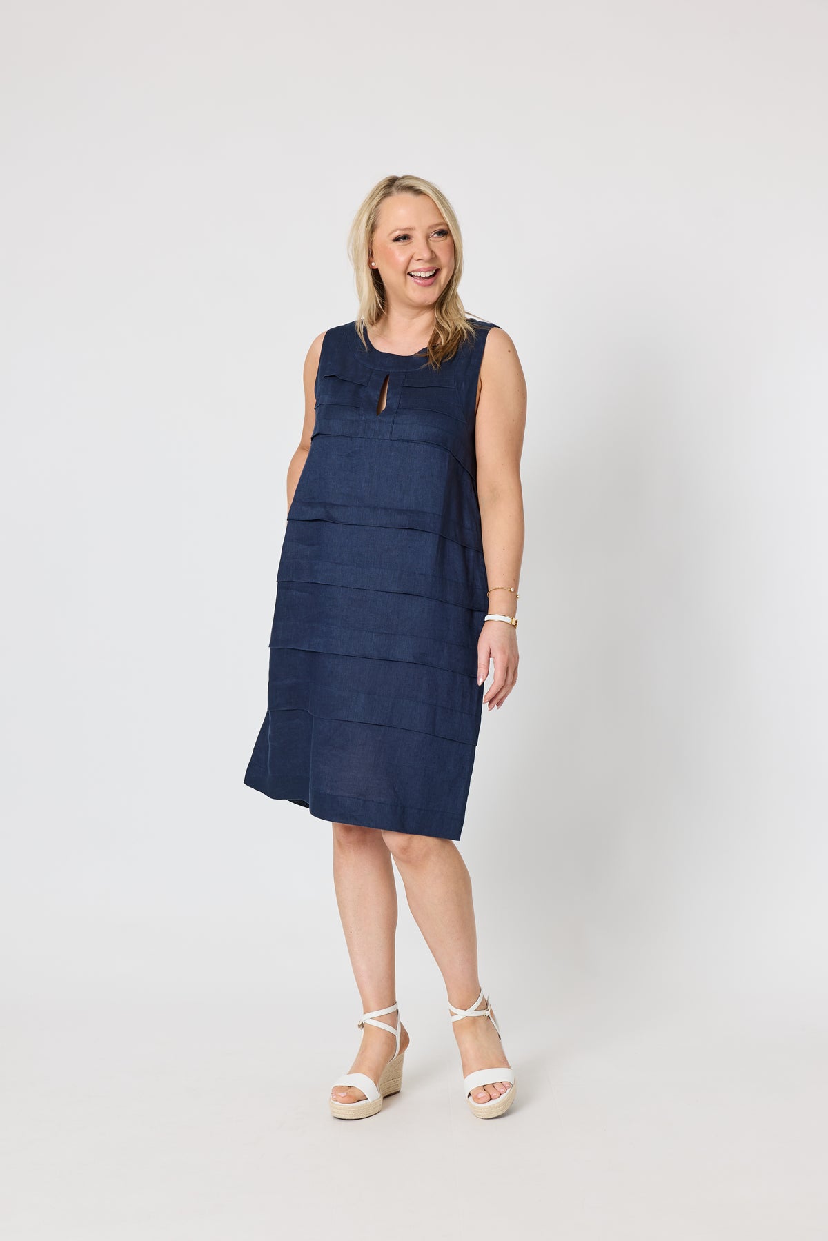 Gordon Smith Amalfi Linen Dress - Navy