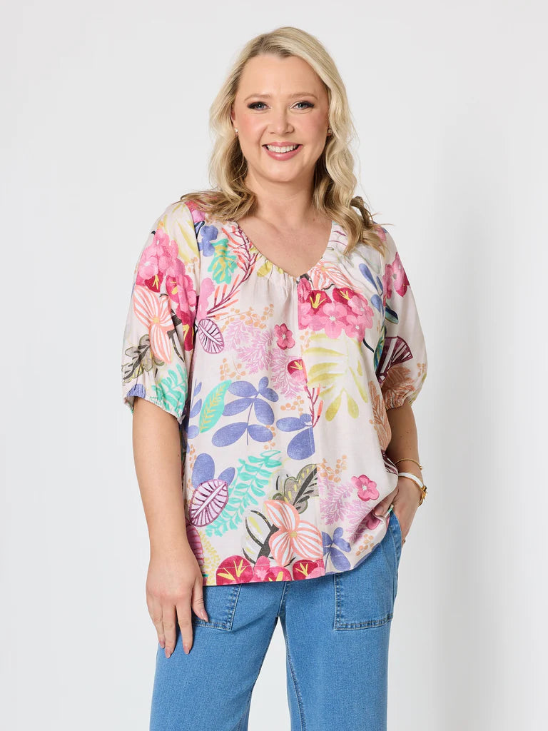 Gordon Smith Desert Rose Floral Print Top - Pink/Multi