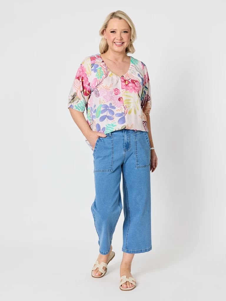 Gordon Smith Desert Rose Floral Print Top - Pink/Multi