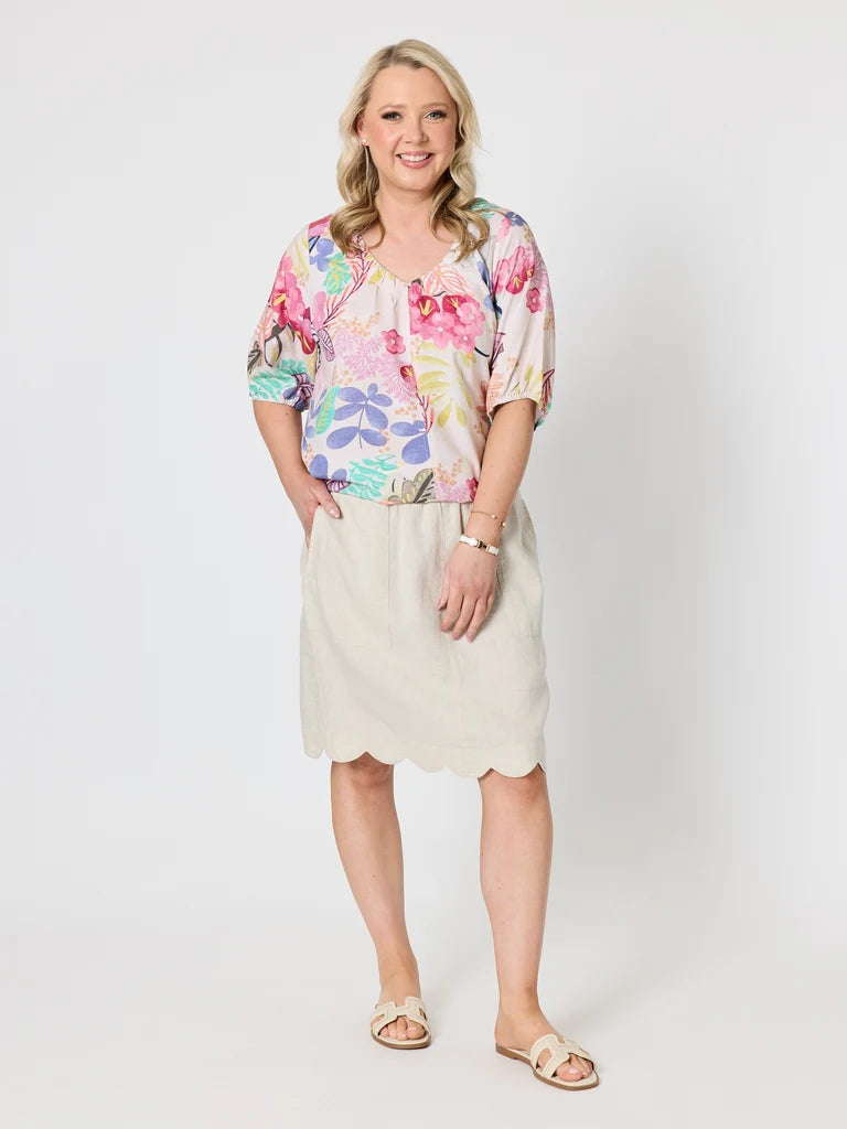 Gordon Smith Desert Rose Floral Print Top - Pink/Multi